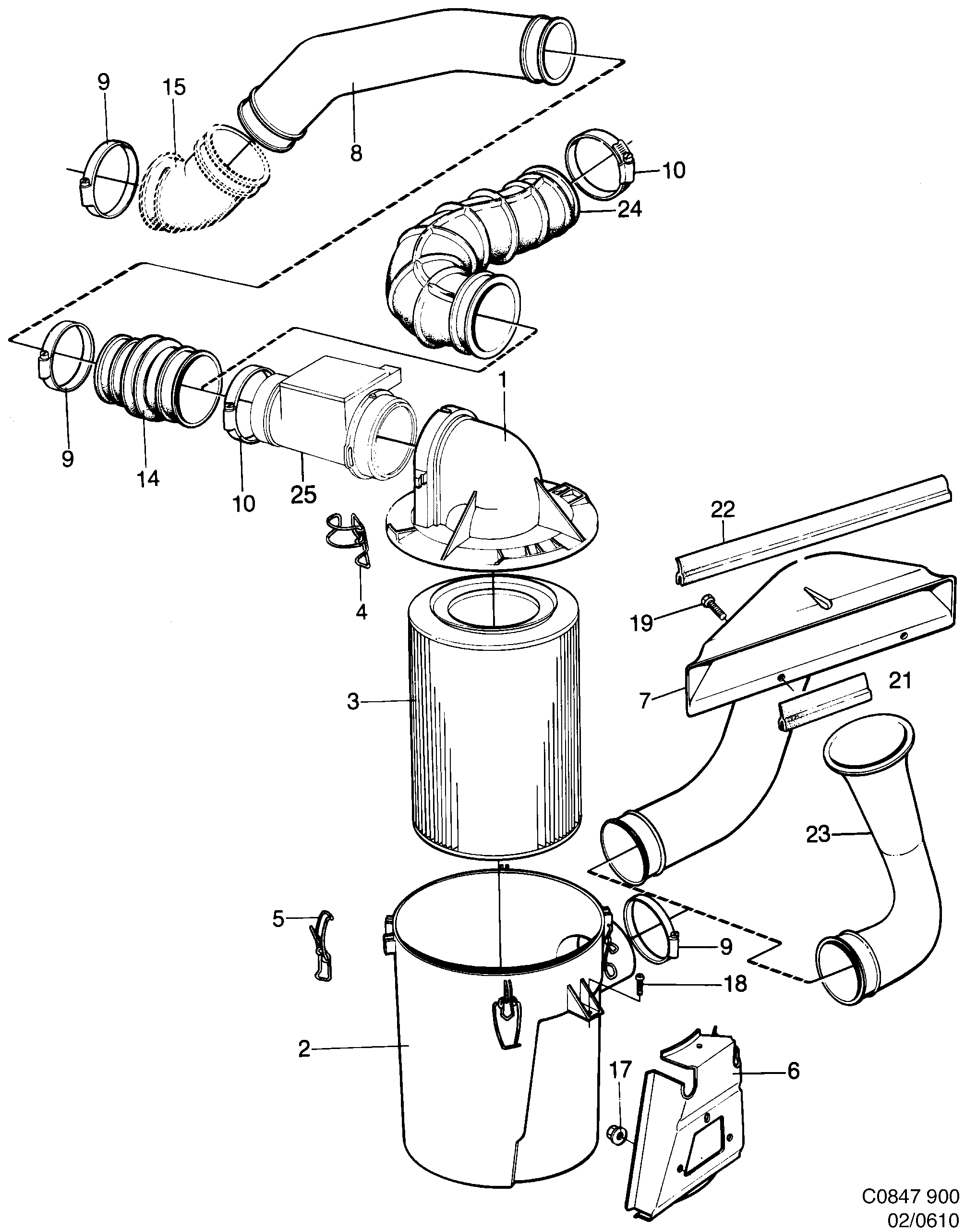 Saab 900 Air cleaner diagram