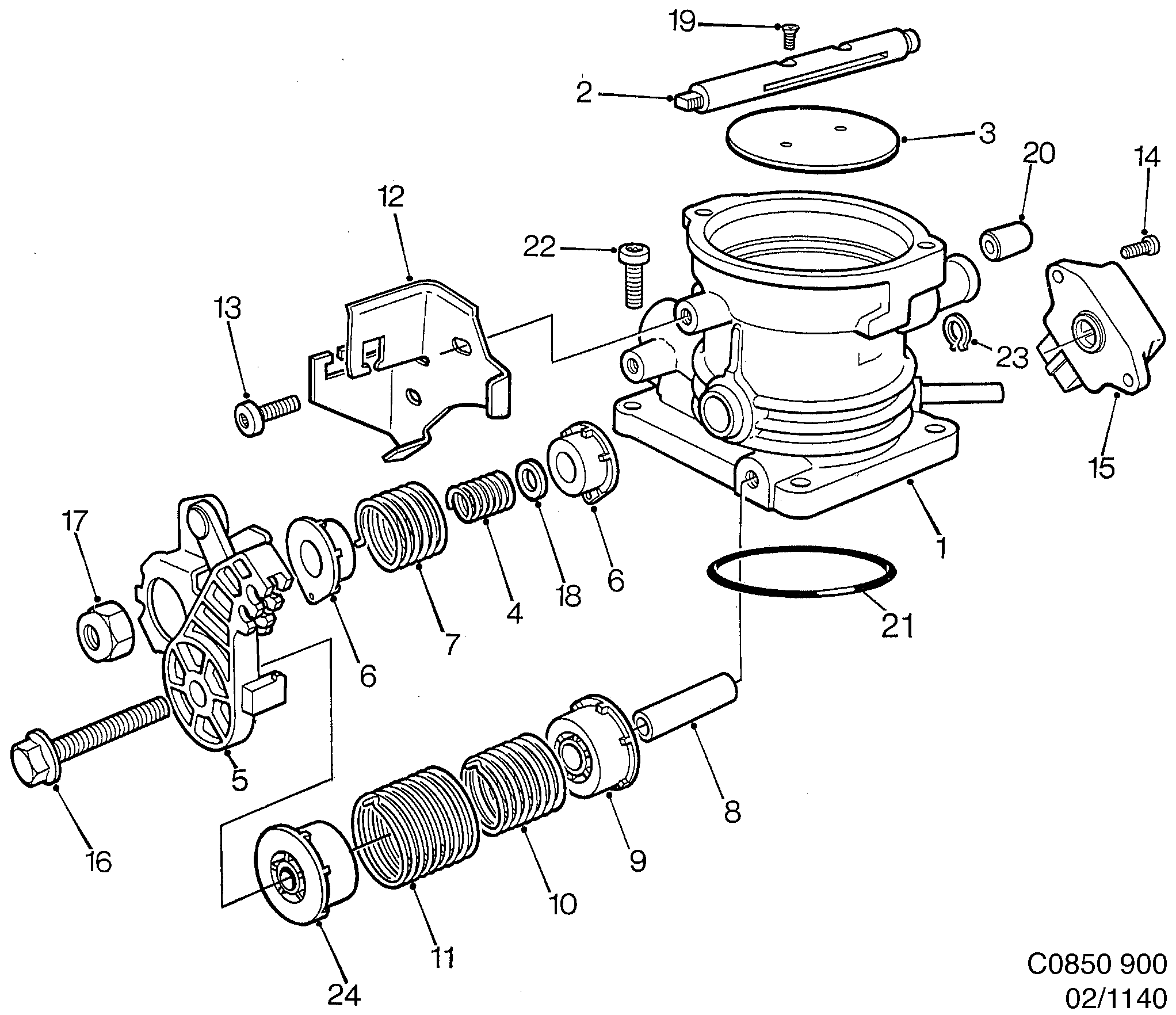 Saab 900 Throttle housing 4-cylinder diagram