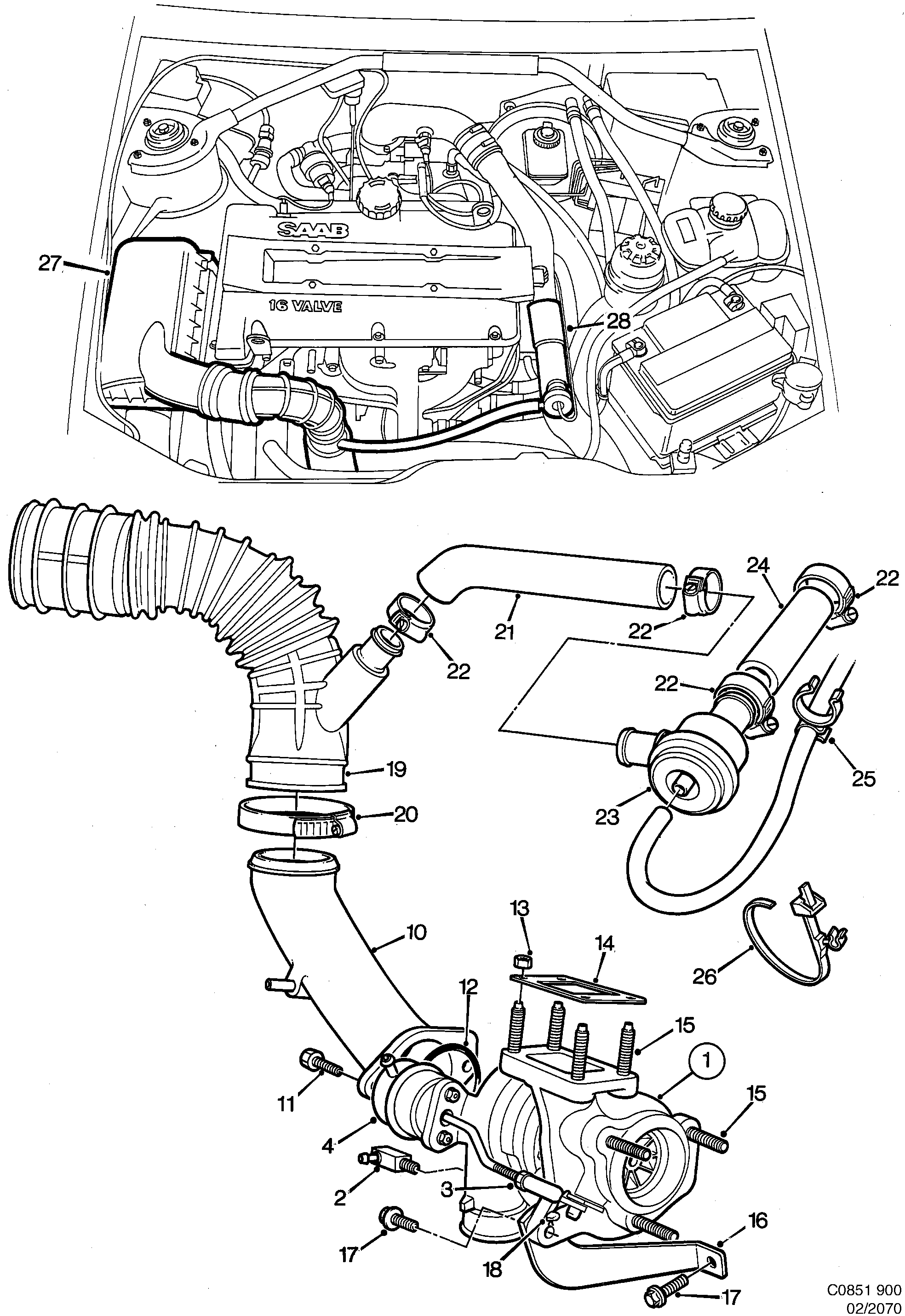 Saab 900 Turbocharger diagram