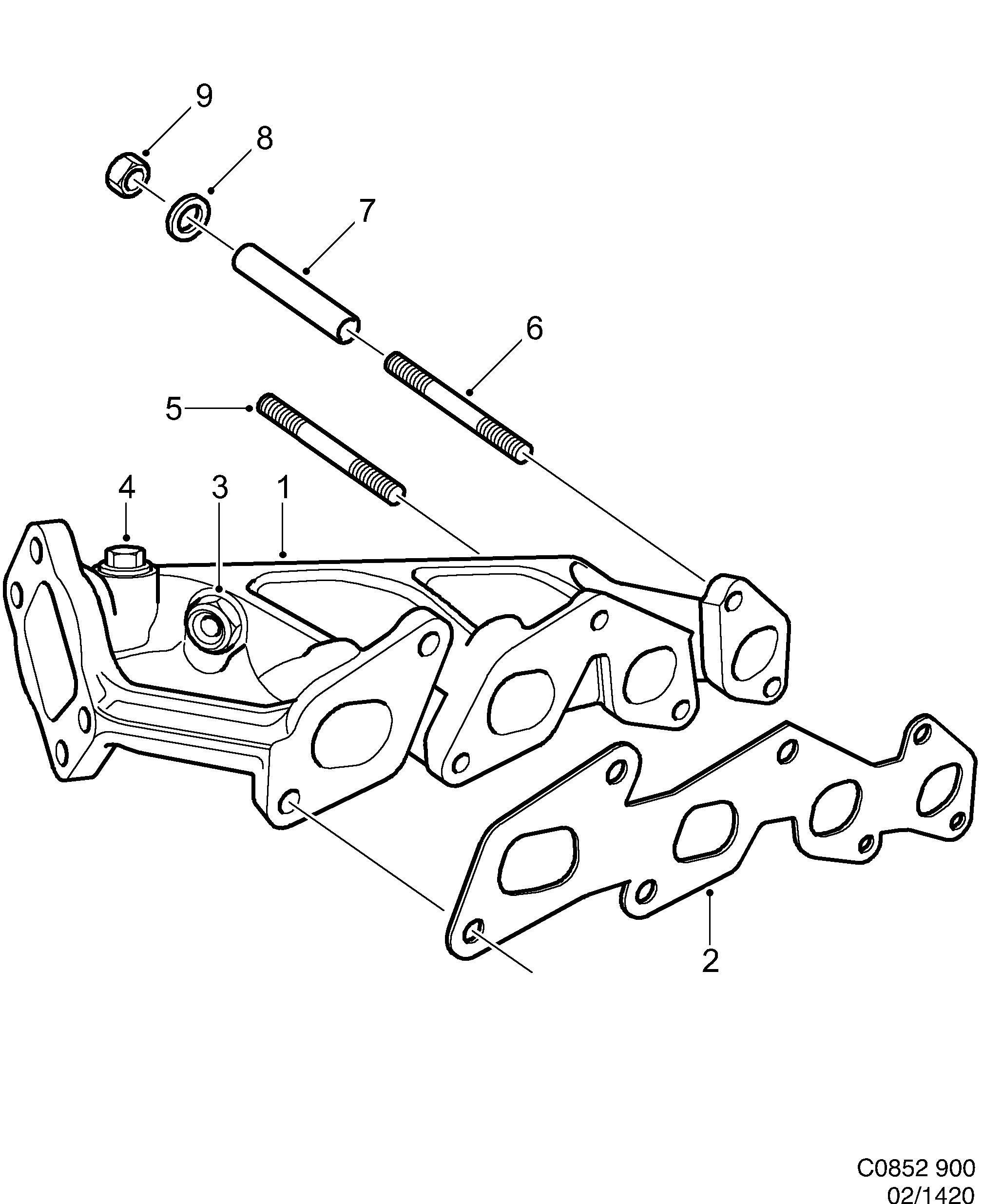 Saab 900 Exhaust manifold diagram