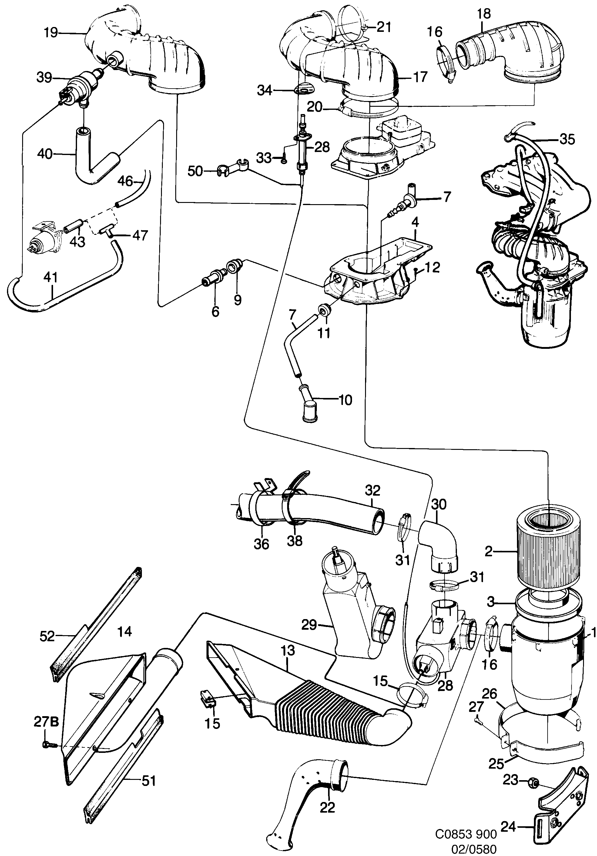 Saab 900 Air cleaner diagram