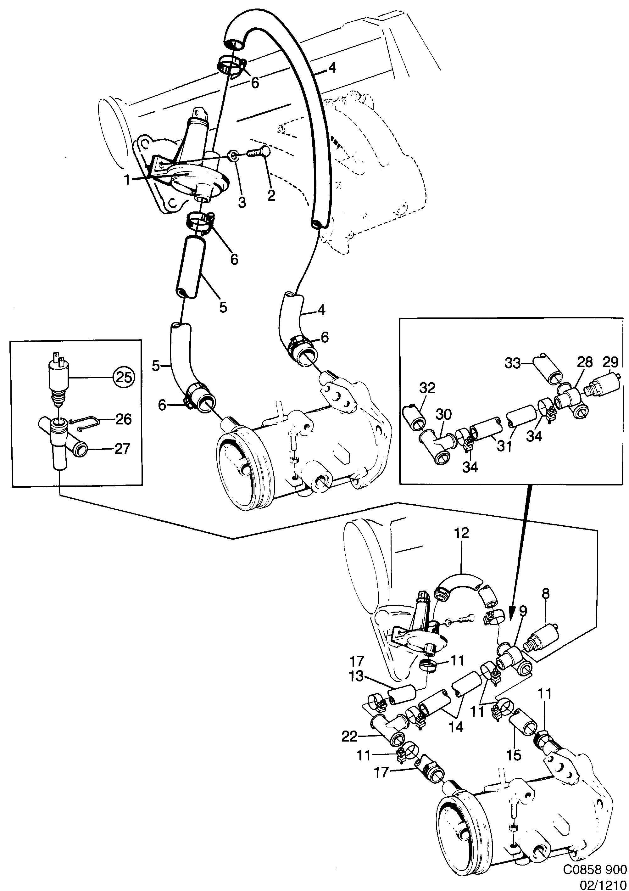 Saab 900 Auxiliary air regulator diagram
