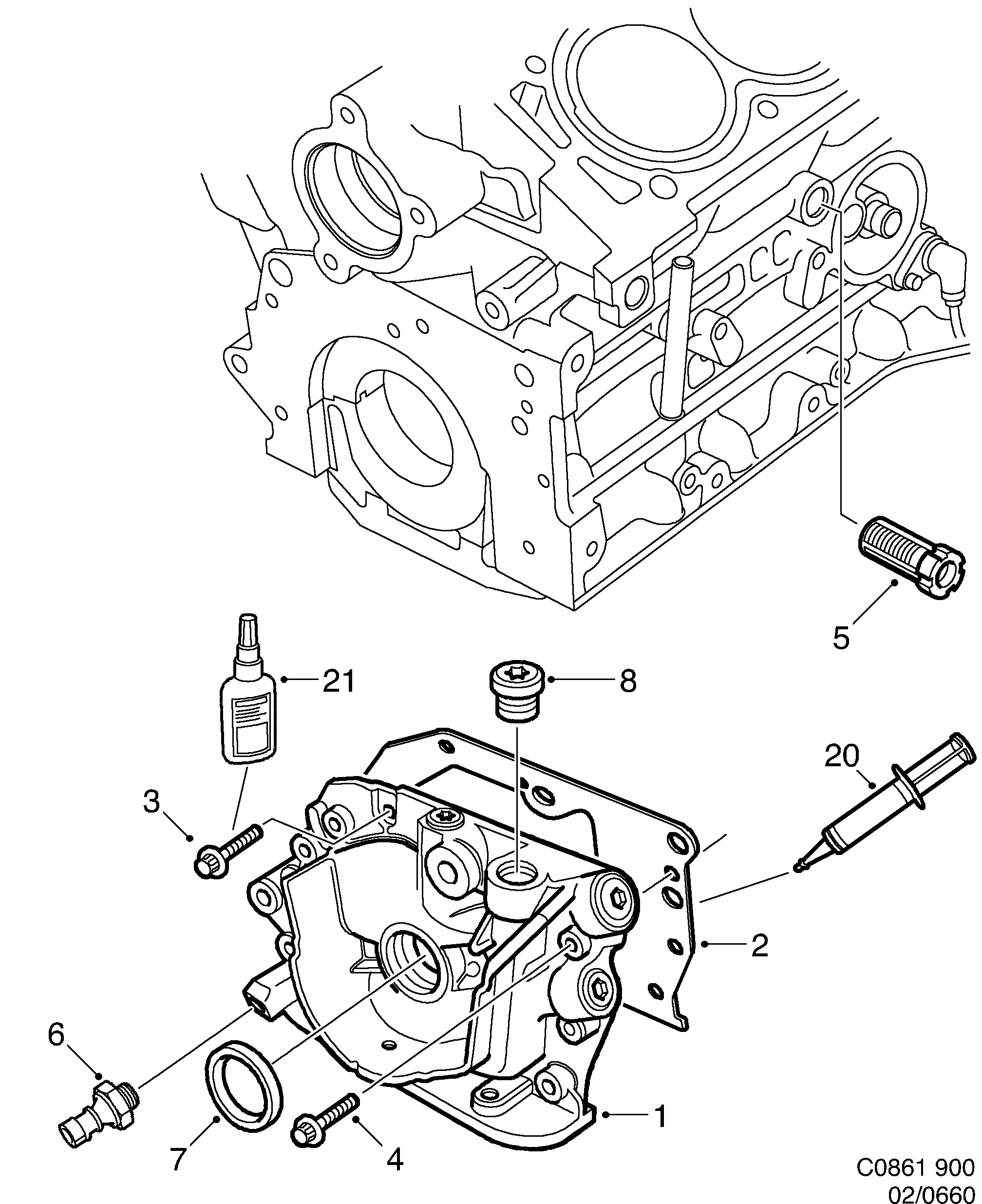 Saab 900 Oil pump diagram
