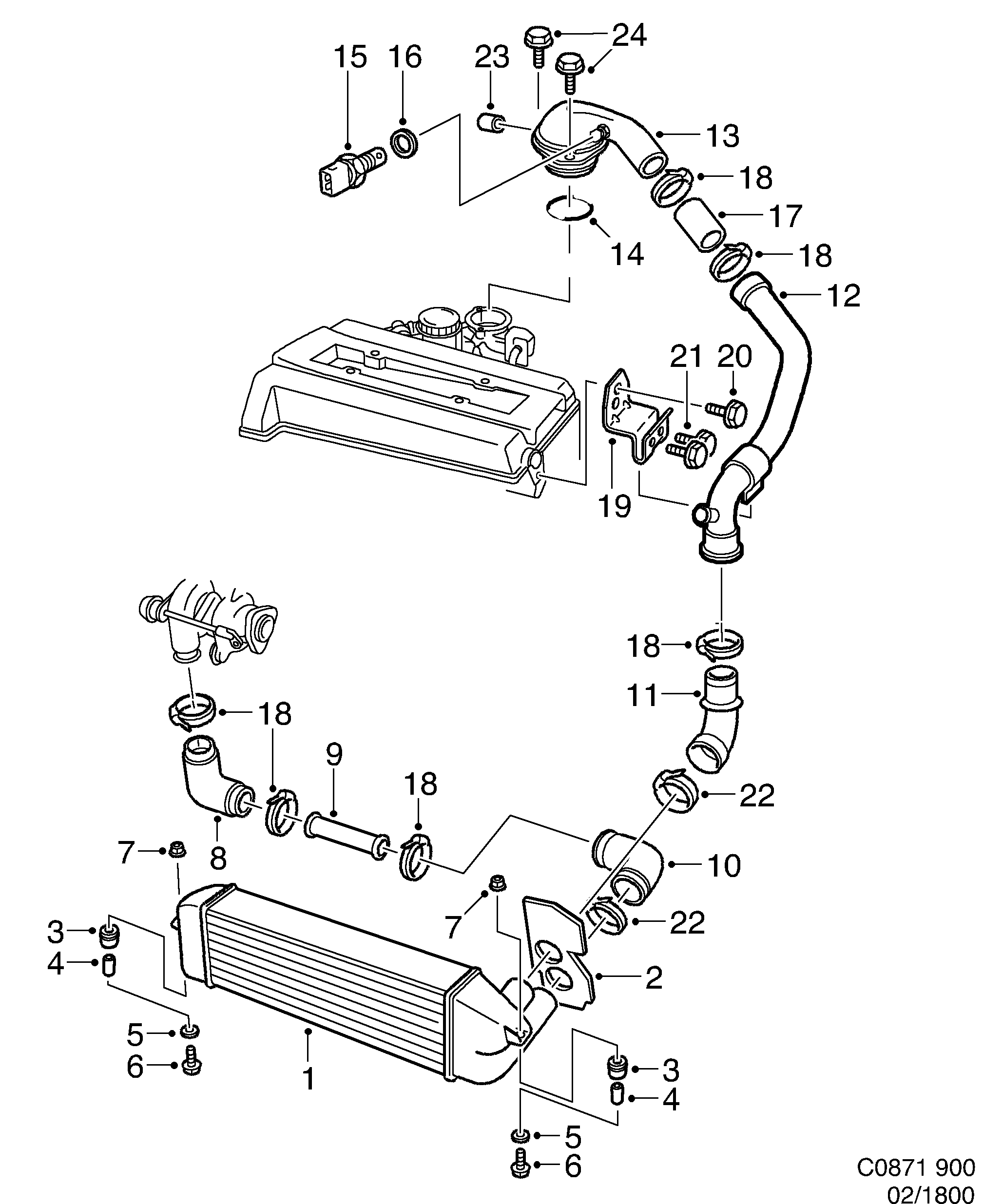Saab 900 Intercooler diagram