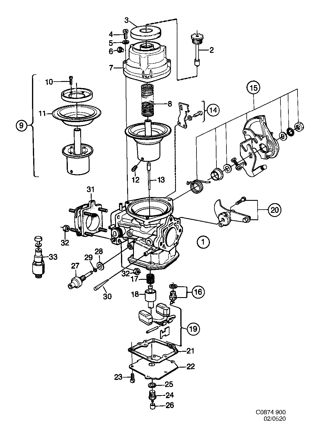 Saab 900 Carburetor PIERBURG diagram