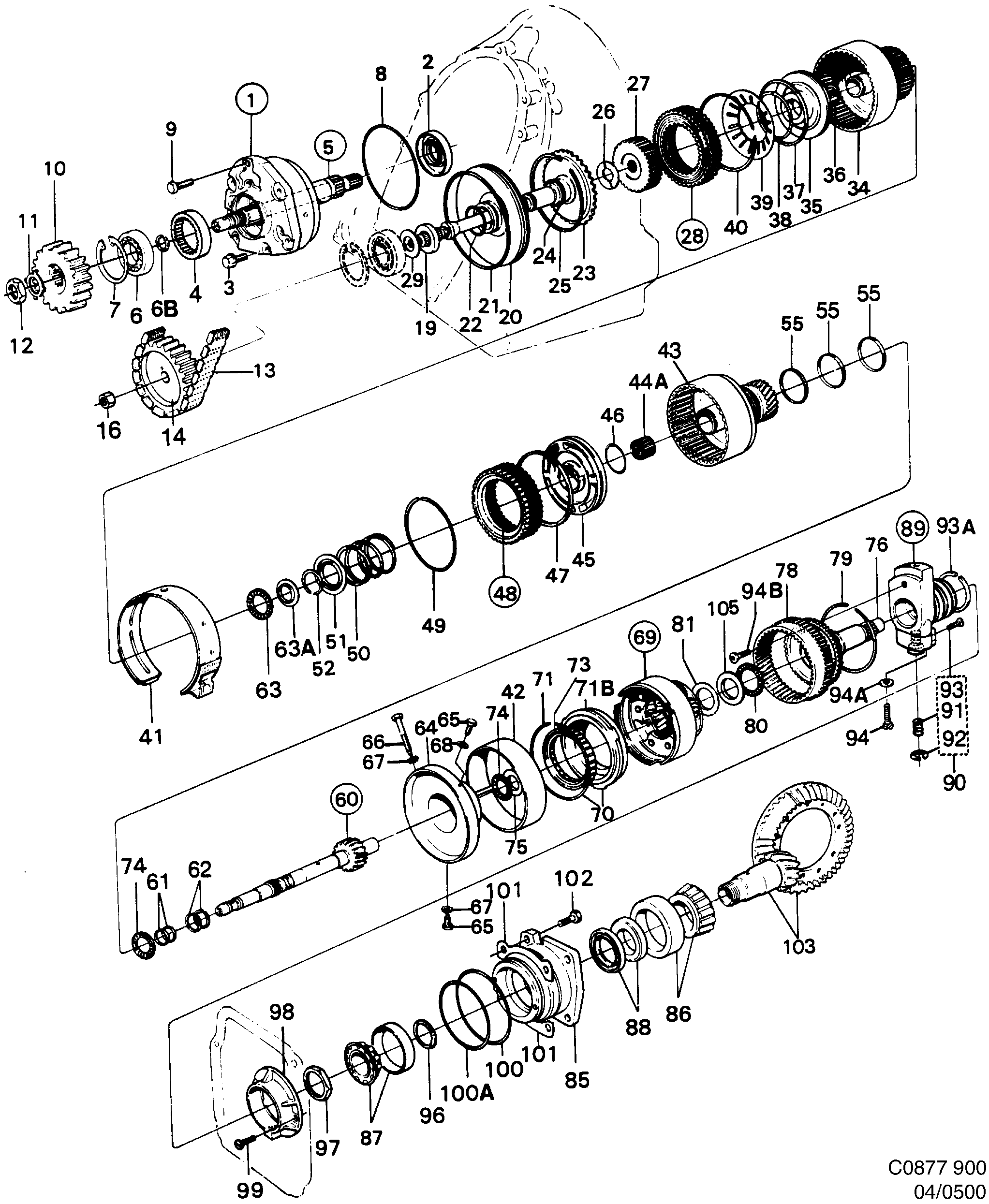 Saab 900 Gears, pinion, etc diagram