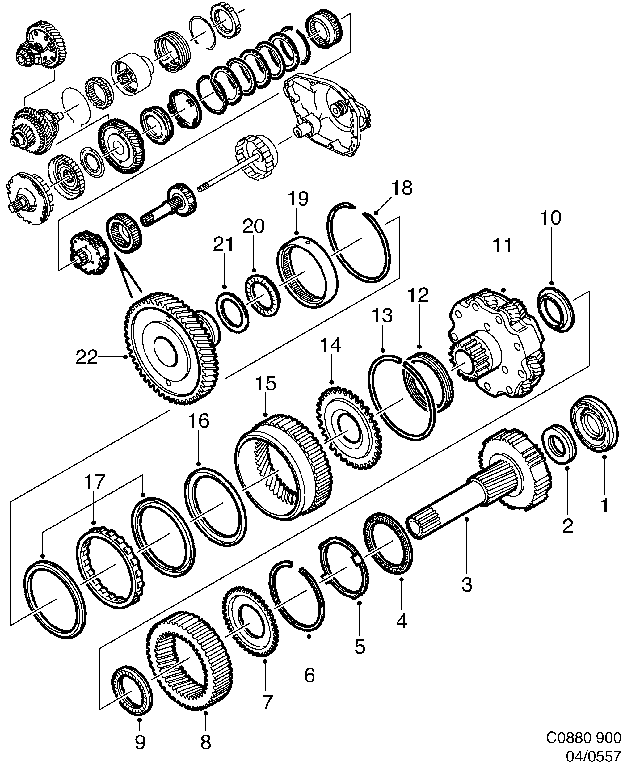 Saab 900 Sun gear Planetary gear diagram