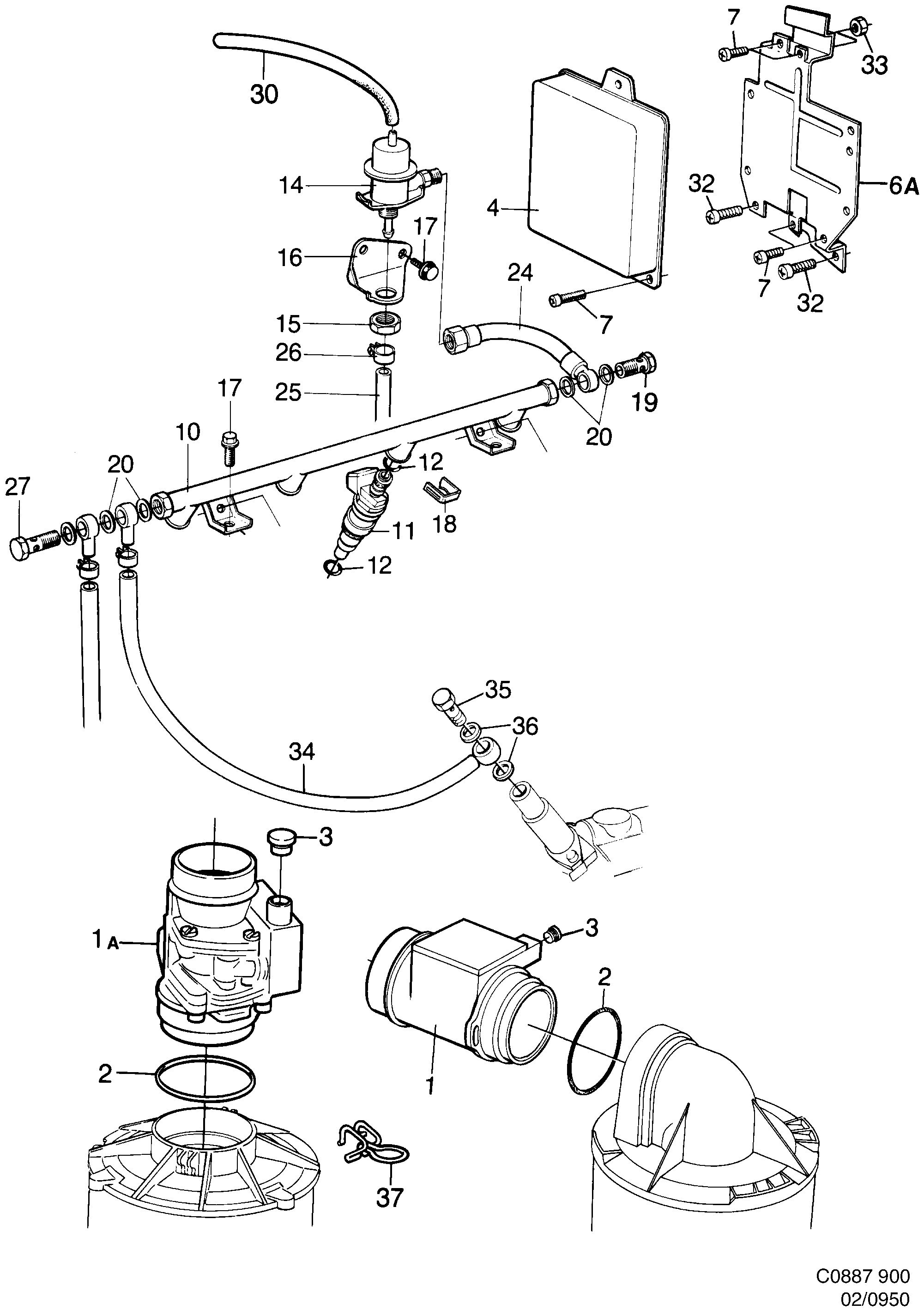 Saab 900 Mass air flow sensor diagram