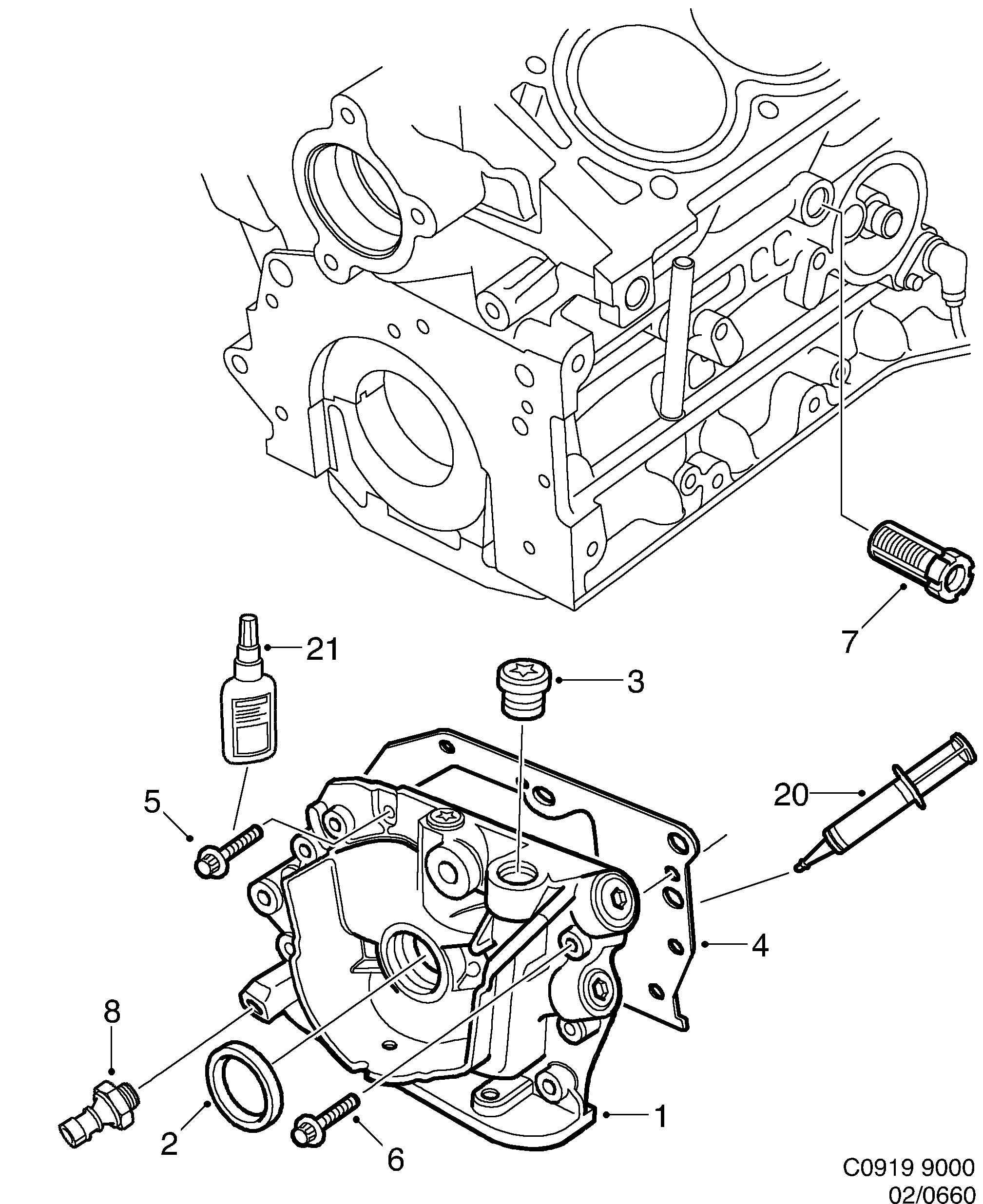 Saab 9000 Oil pump 6-cylinder diagram
