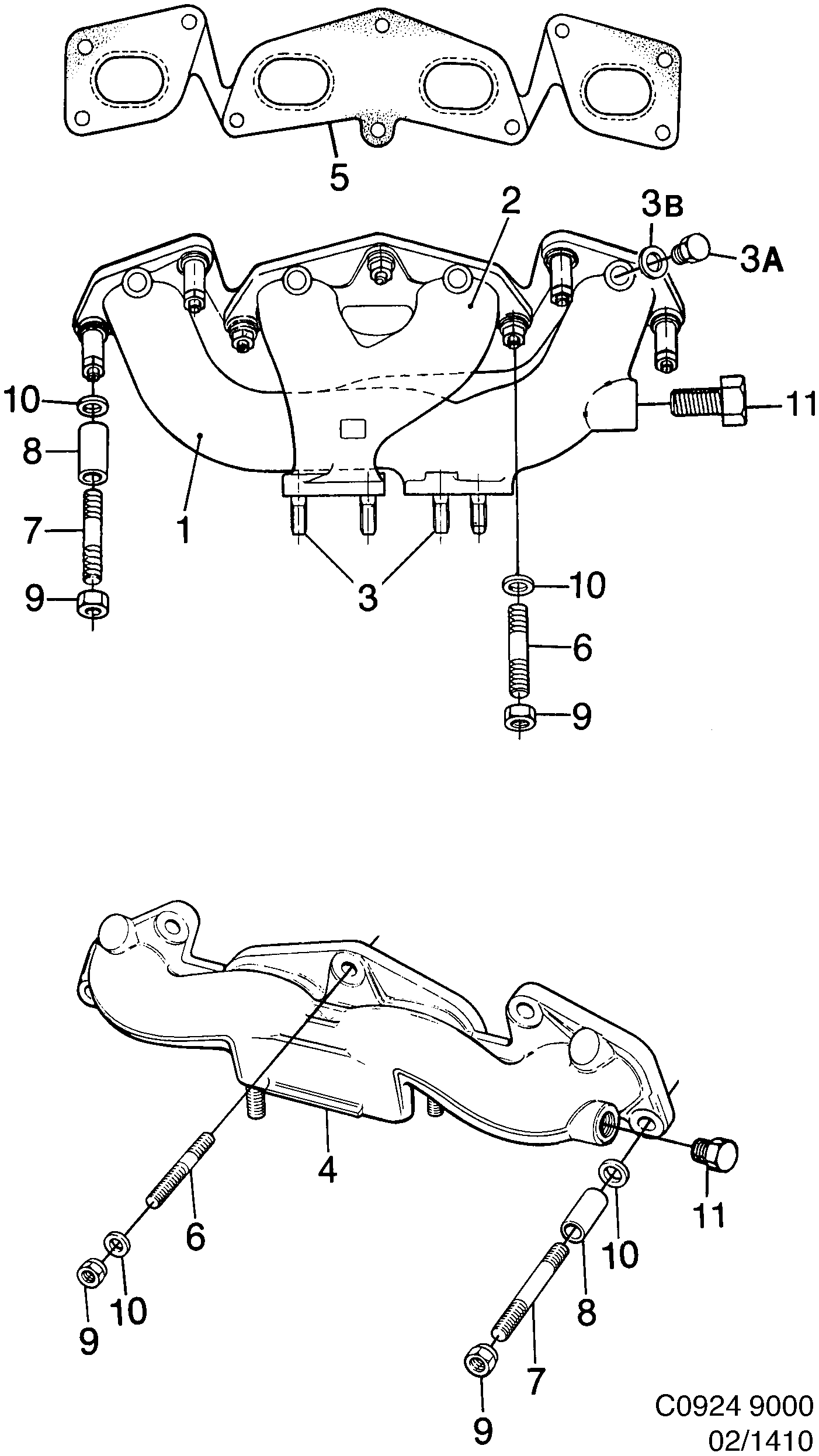 Saab 9000 Exhaust manifold diagram