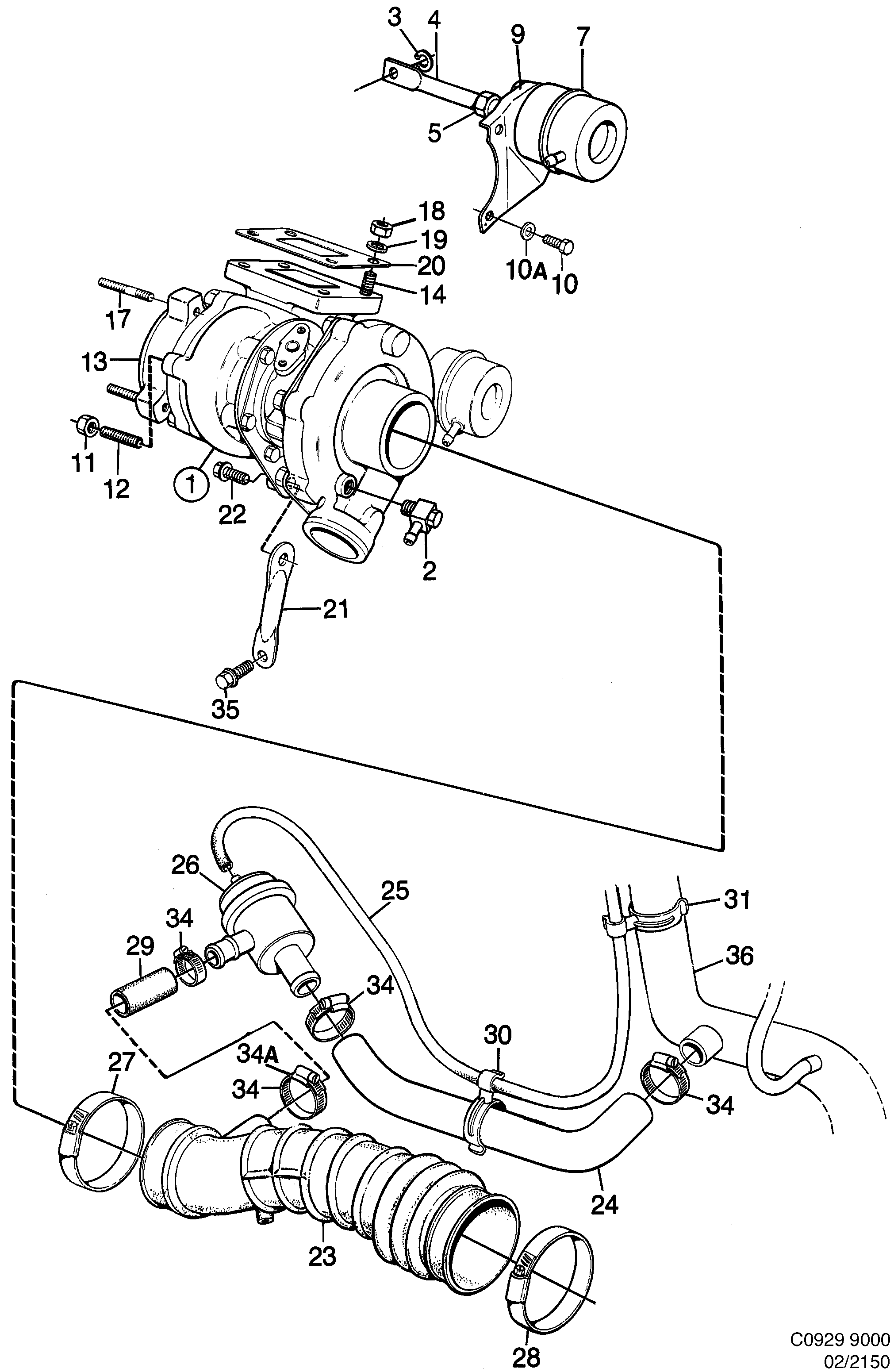Saab 9000 Turbocharger T25, TD04 diagram