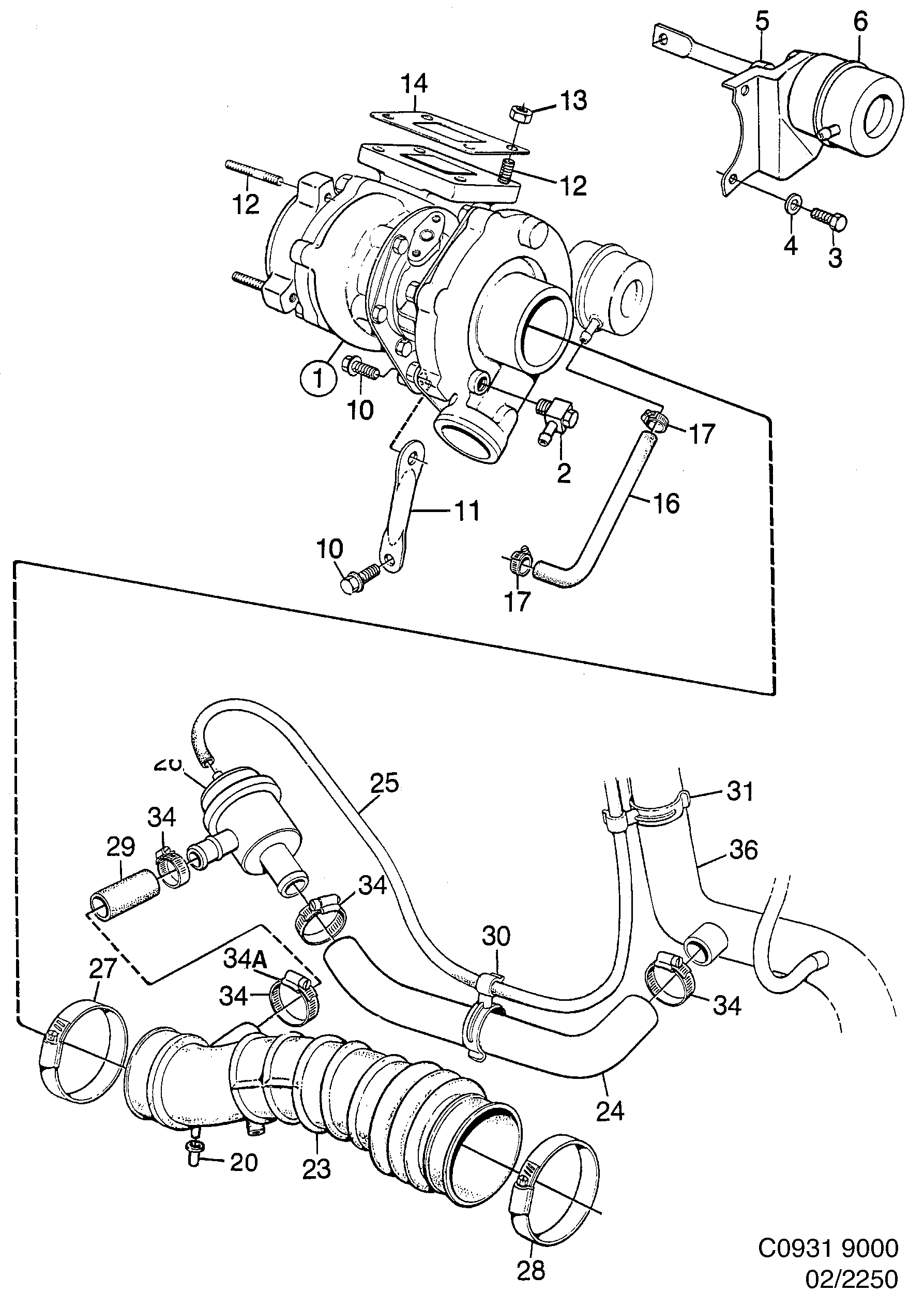 Saab 9000 Turbocharger diagram