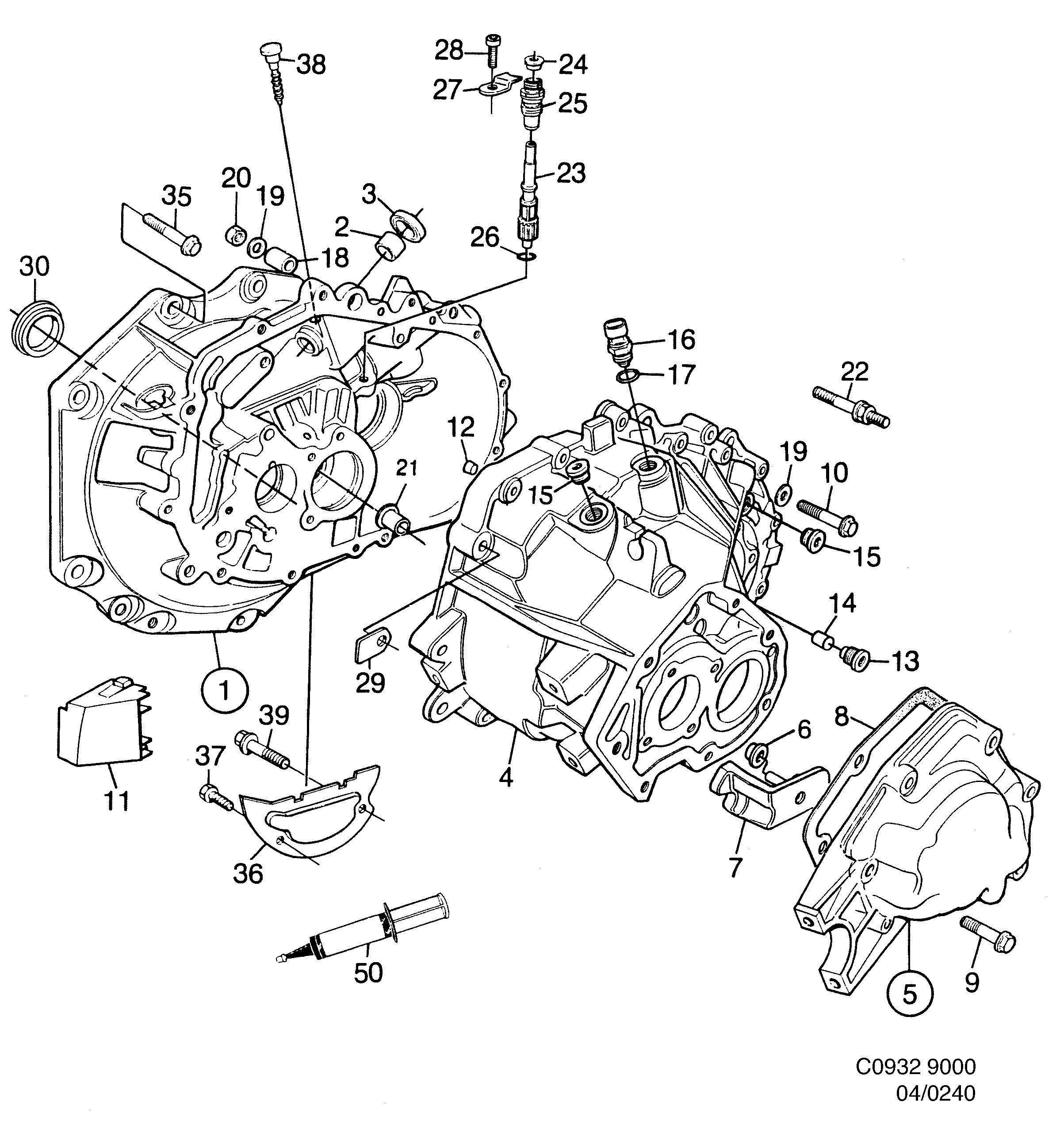 Saab 9000 Gear box case diagram