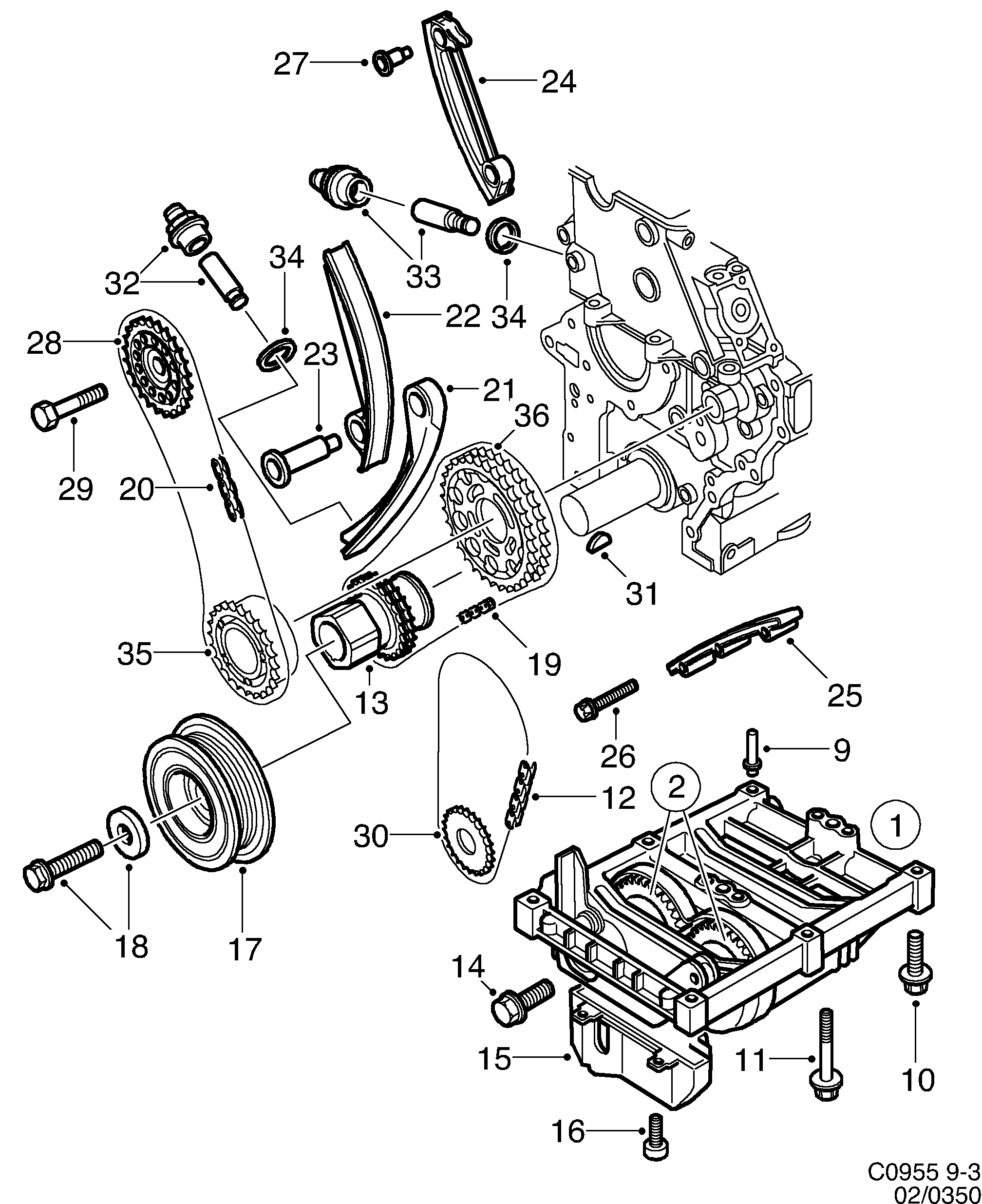 Saab 9-3 (9400) Transmission Balance shaft diagram