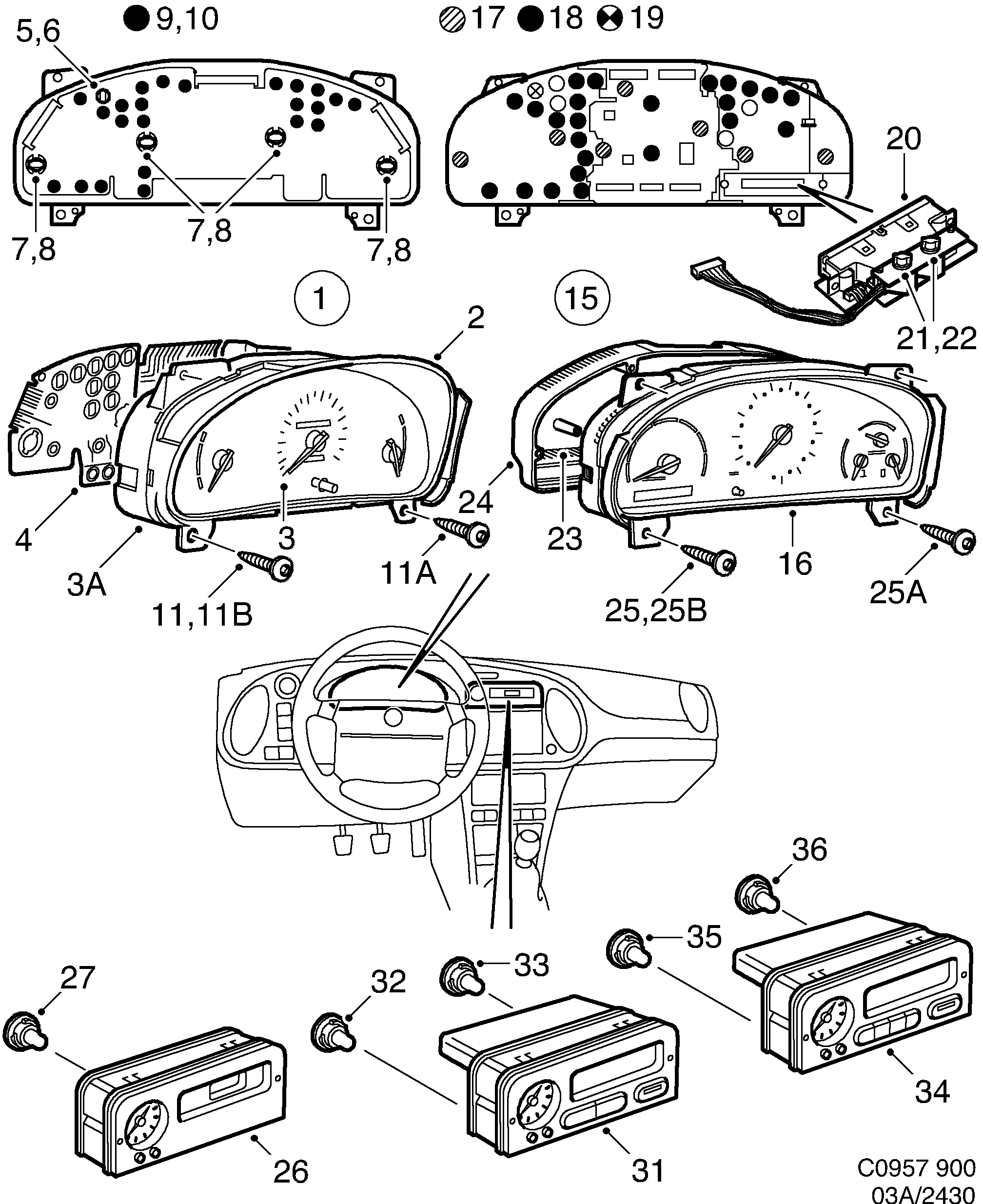 Saab 900 Instrument diagram