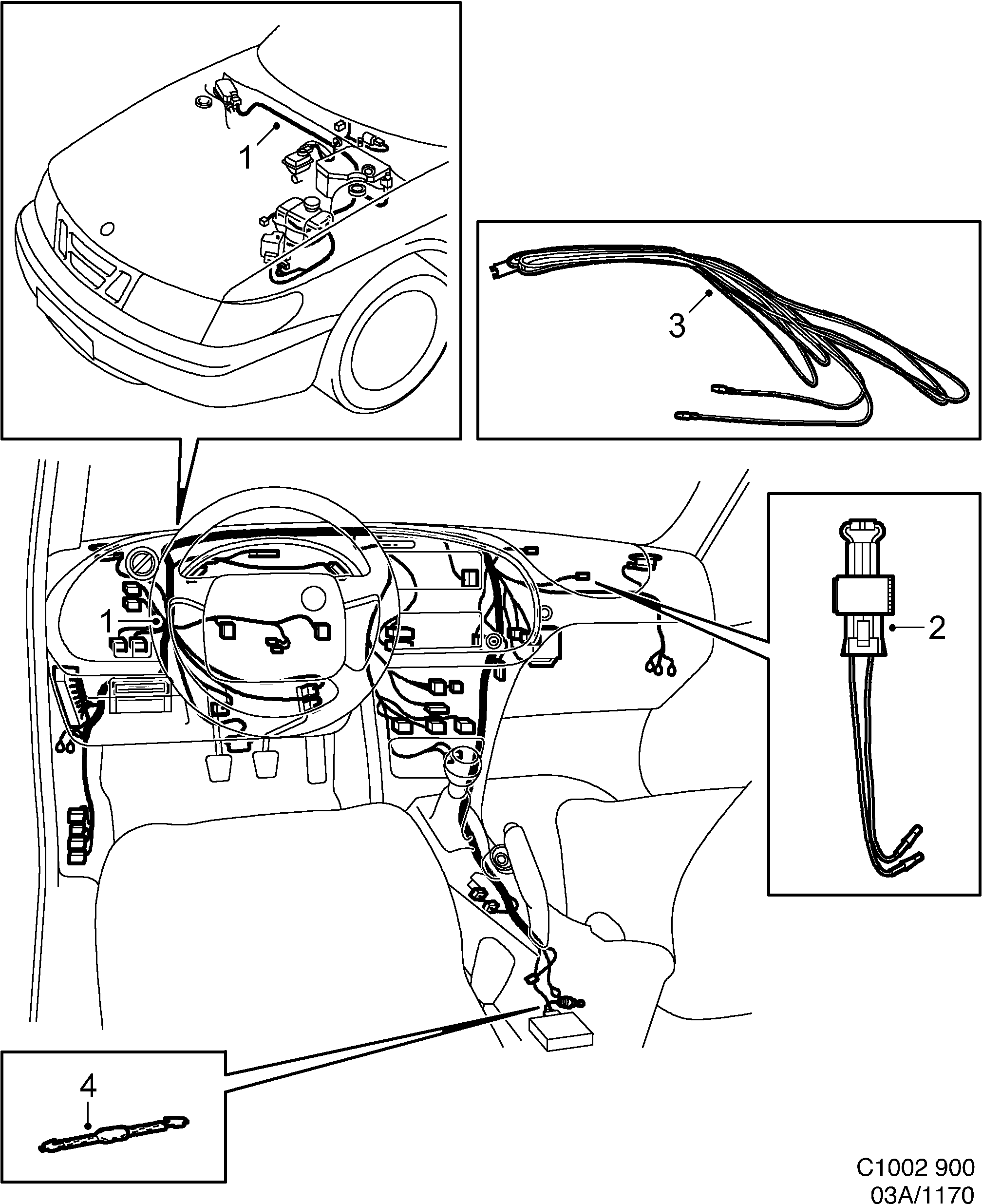 Saab 900 Instrument panel diagram