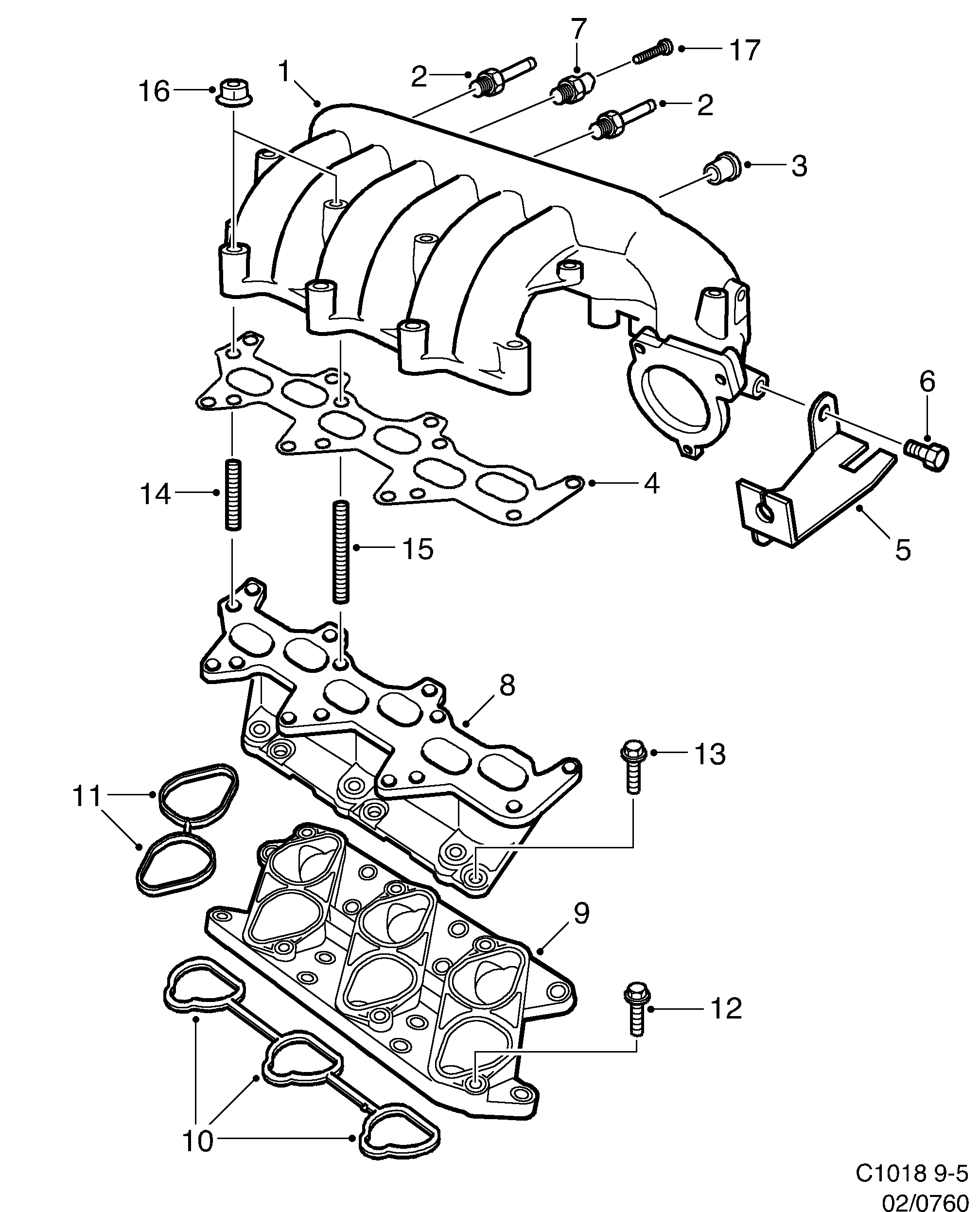 Saab 9-5 (9600) Intake manifold diagram