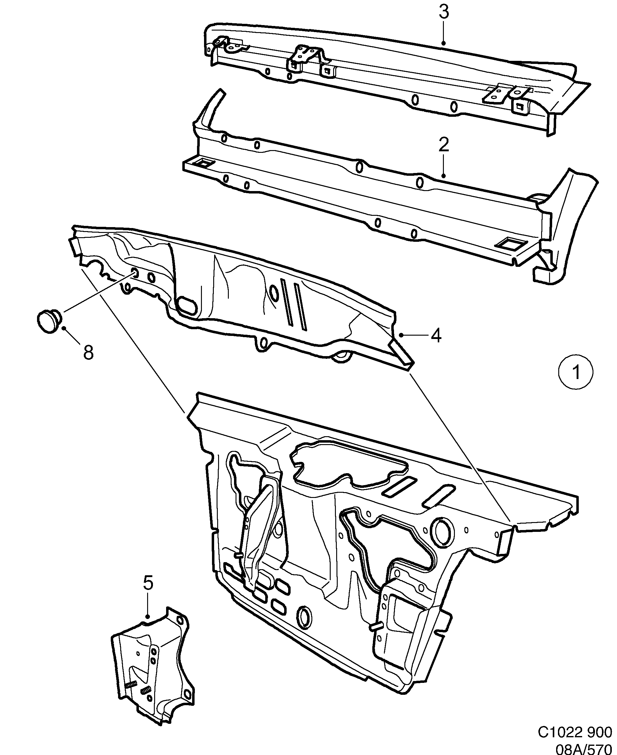 Saab 900 Cowl plate diagram