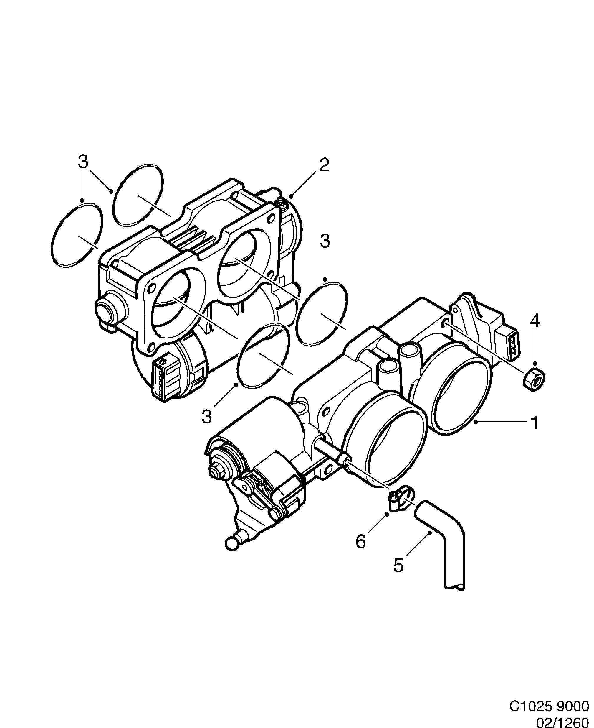 Saab 9000 Throttle housing 6-cylinder diagram