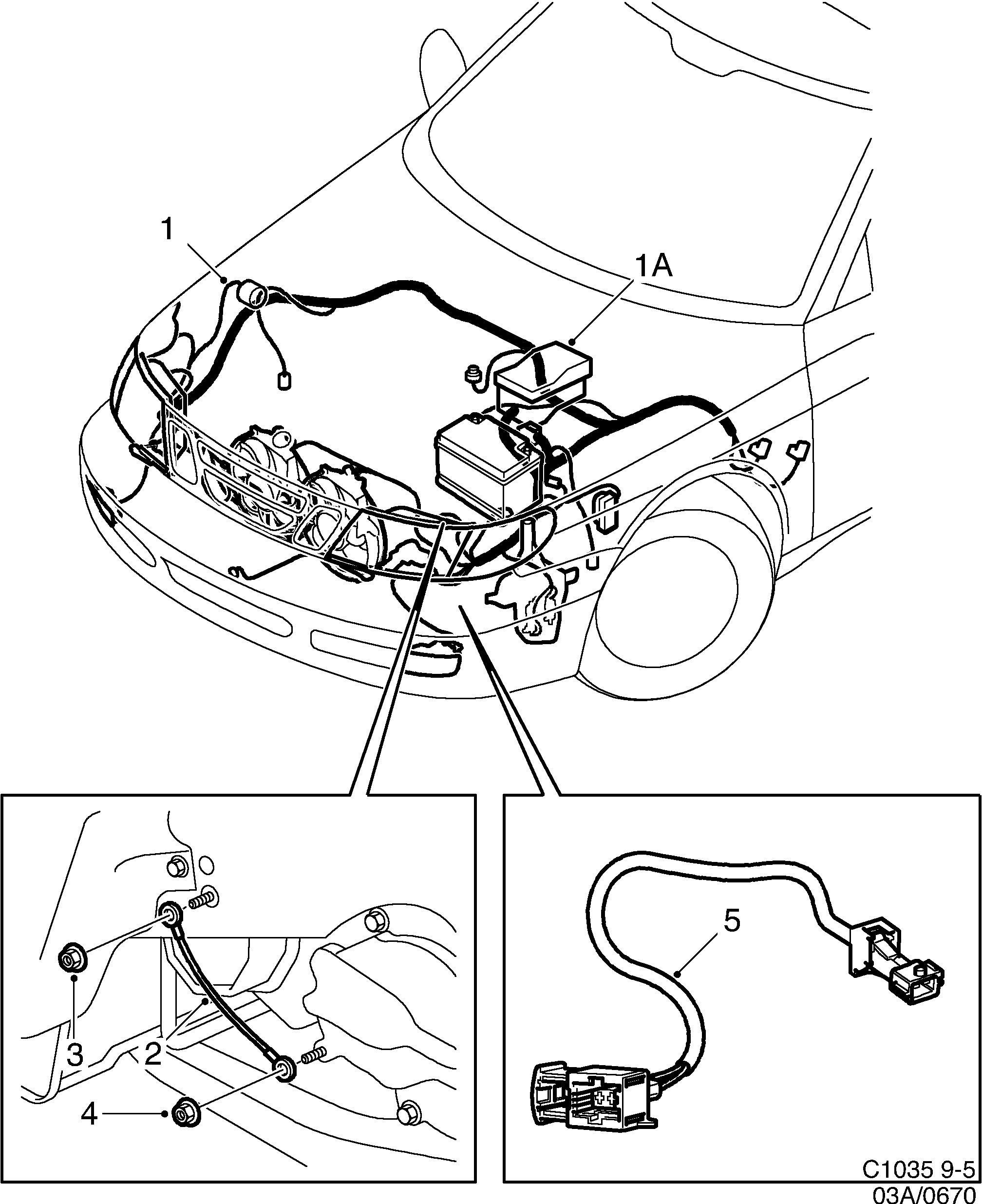 Saab 9-5 (9600) Front diagram
