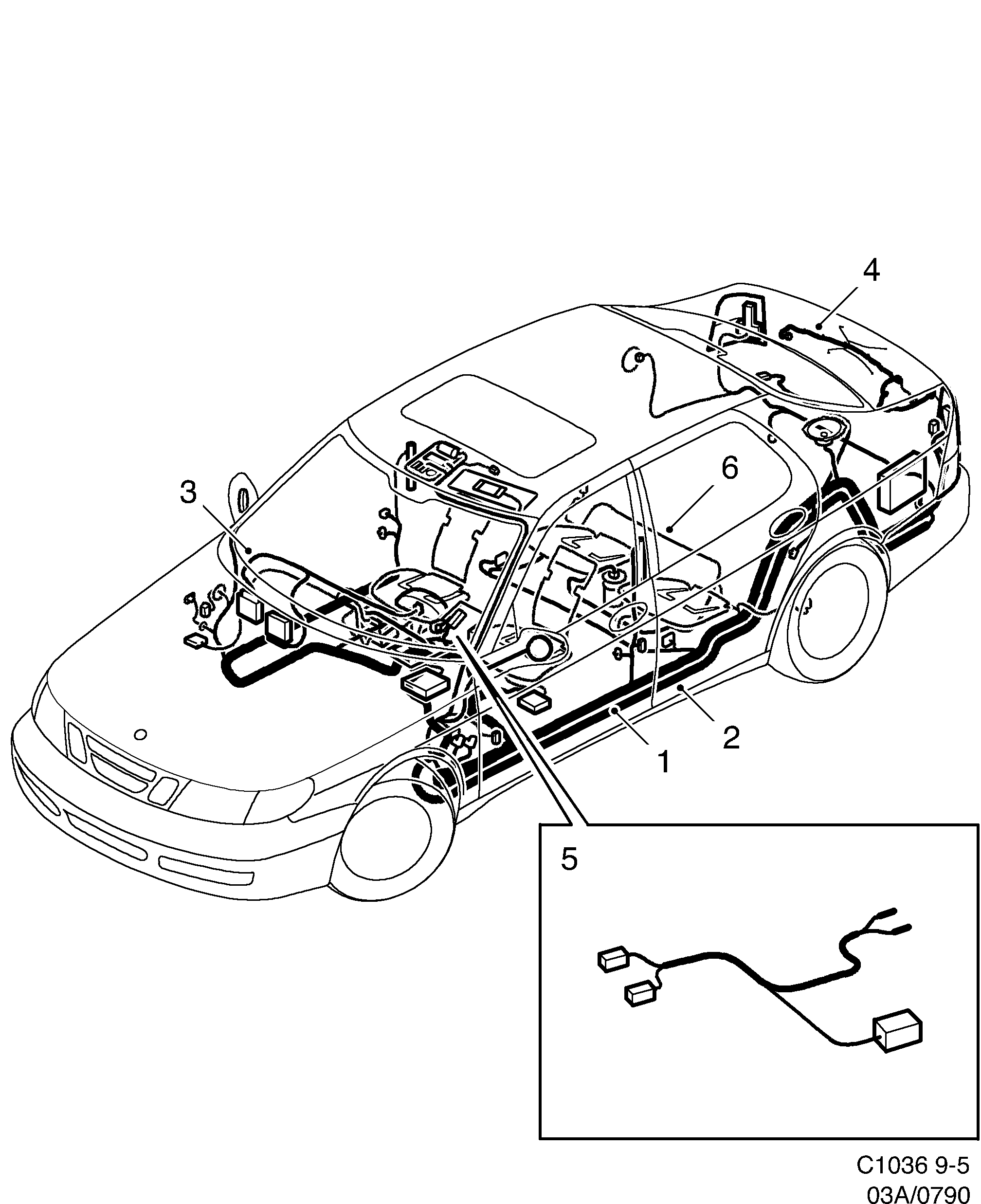 Saab 9-5 (9600) Rear diagram