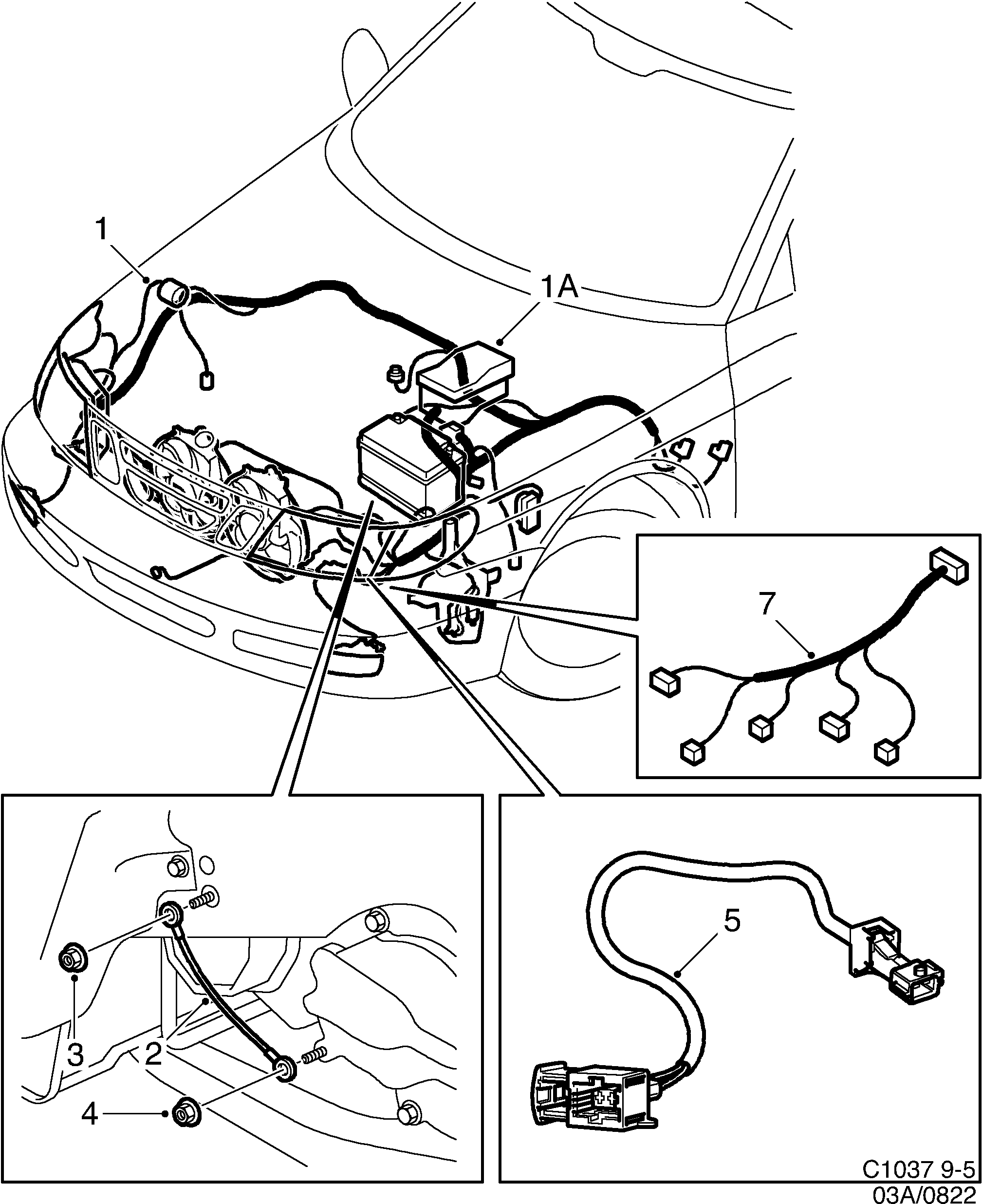 Saab 9-5 (9600) Front diagram