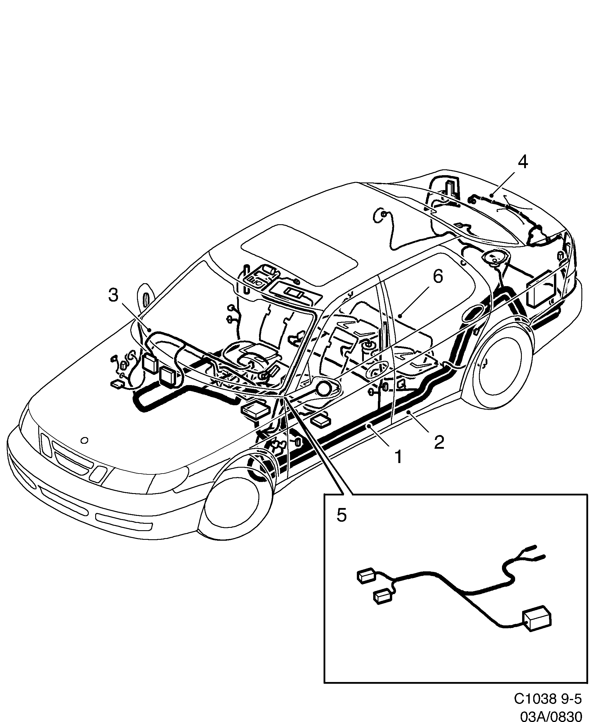 Saab 9-5 (9600) Rear diagram