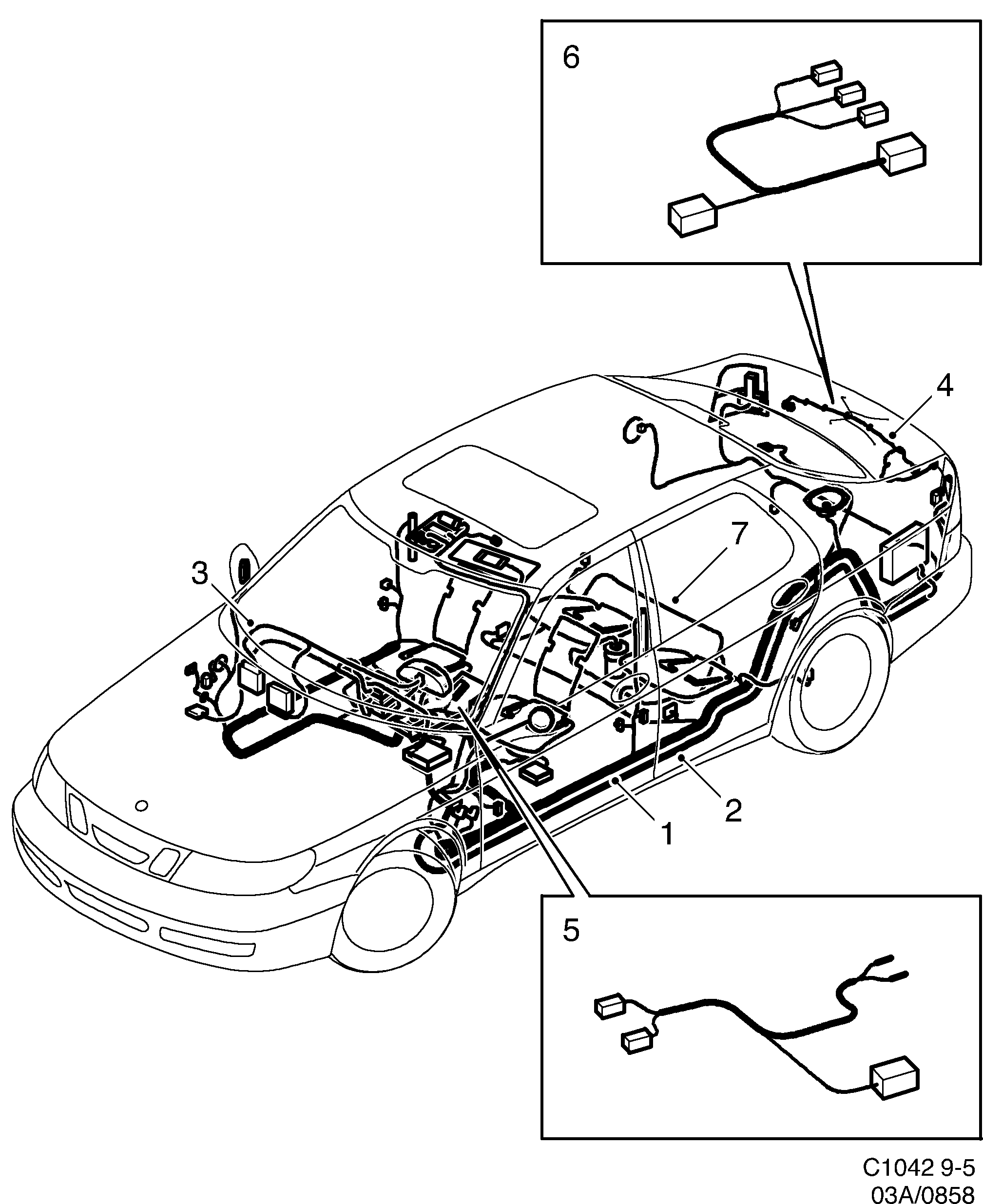 Saab 9-5 (9600) Rear diagram