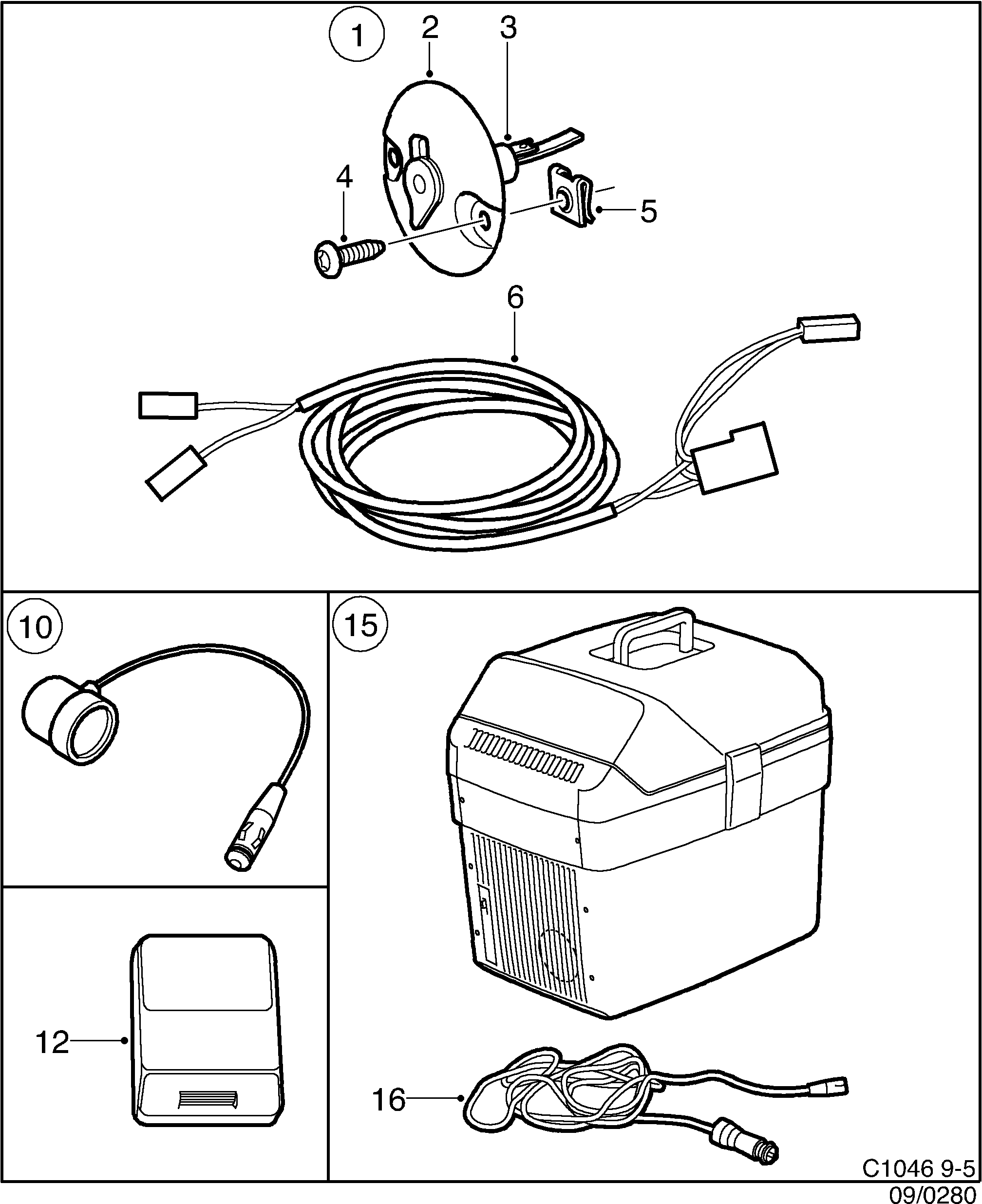 Saab 9-5 (9600) Electric equipment, other diagram