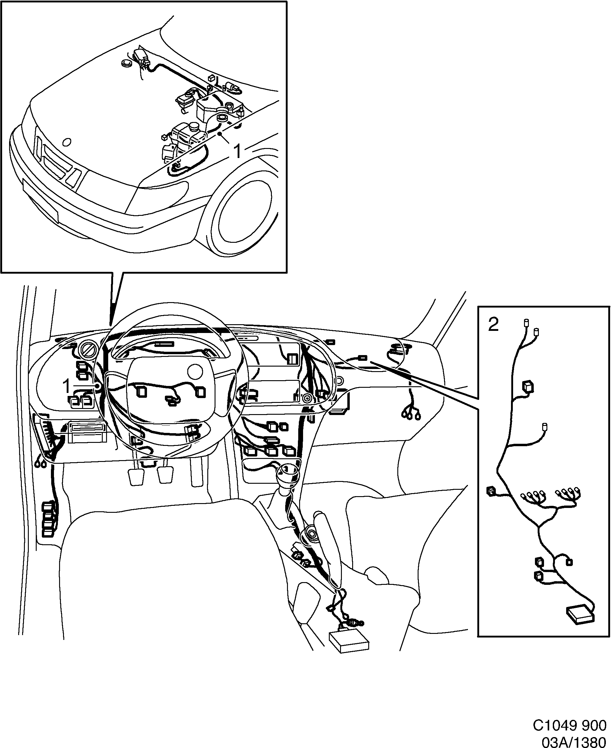 Saab 900 Instrument panel diagram