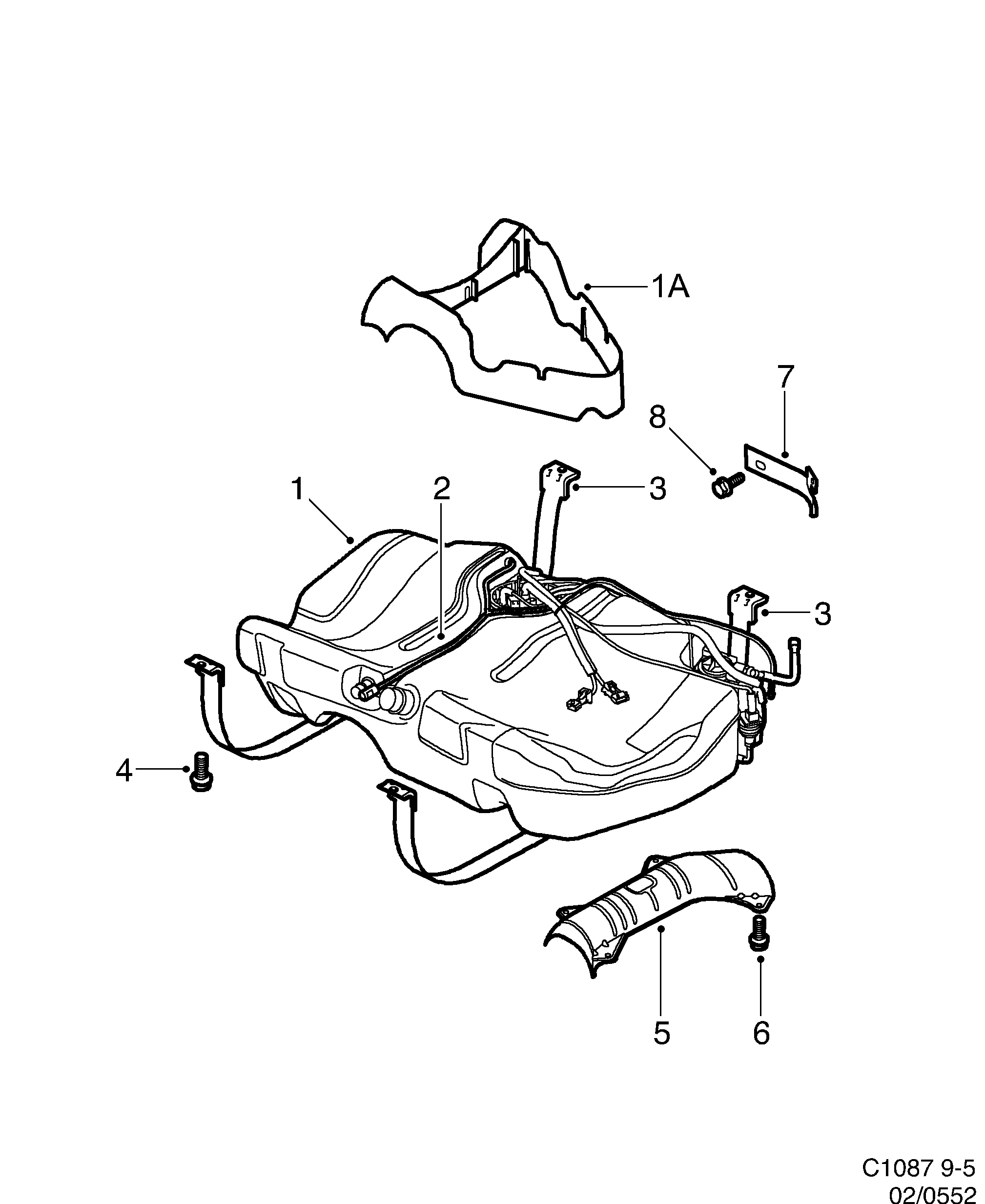 Saab 9-5 (9600) Fuel tank diagram