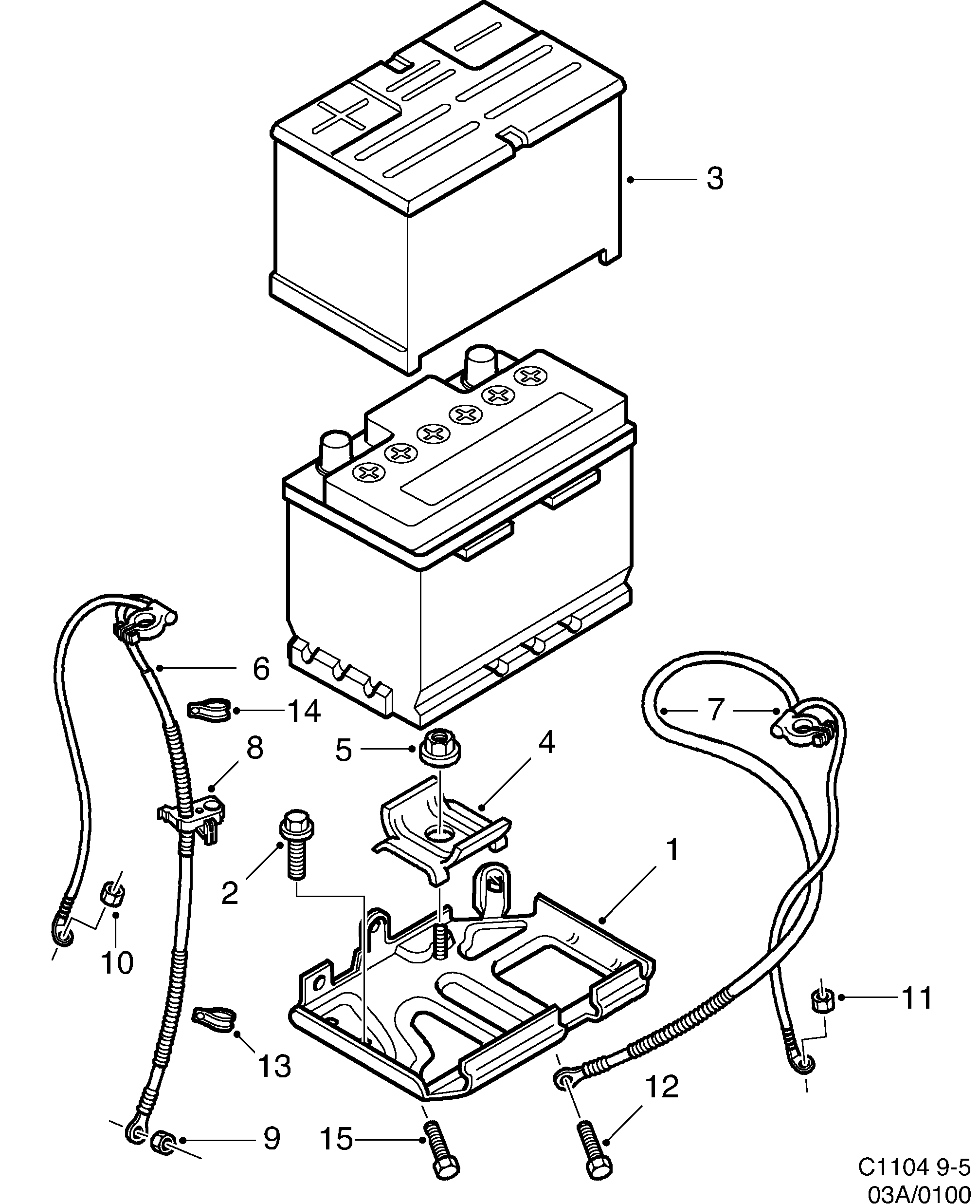 Saab 9-5 (9600) Battery diagram