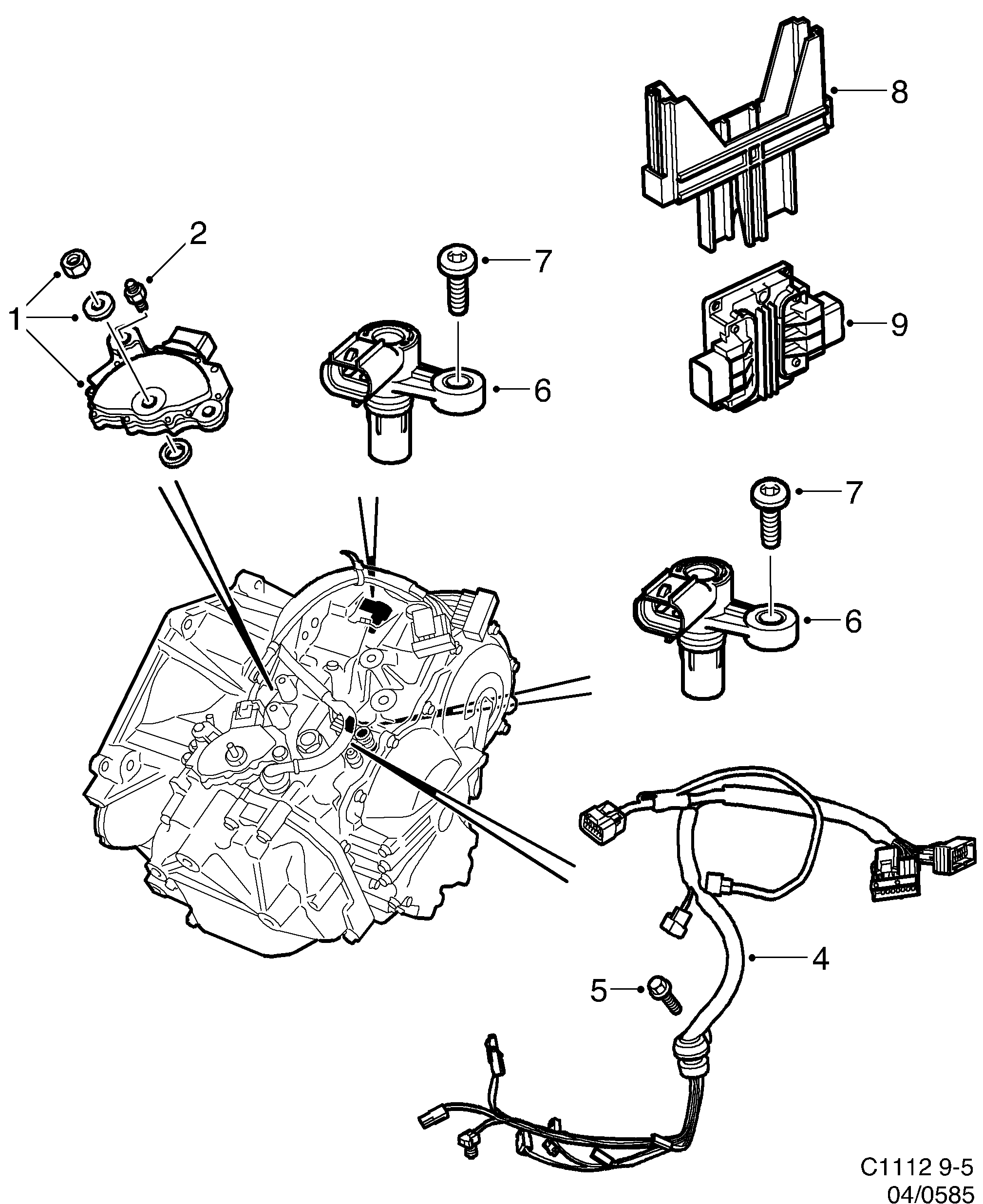 Saab 9-5 (9600) Control device Sensor diagram