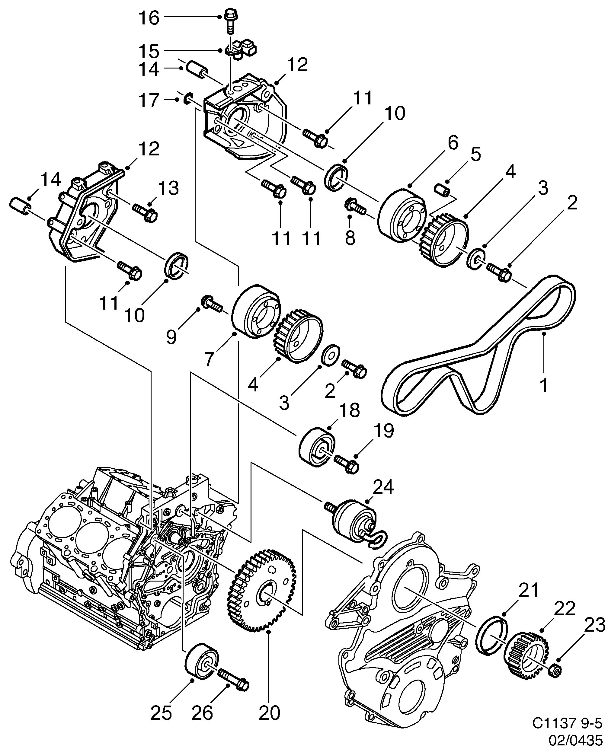 Saab 9-5 (9600) Transmission diagram
