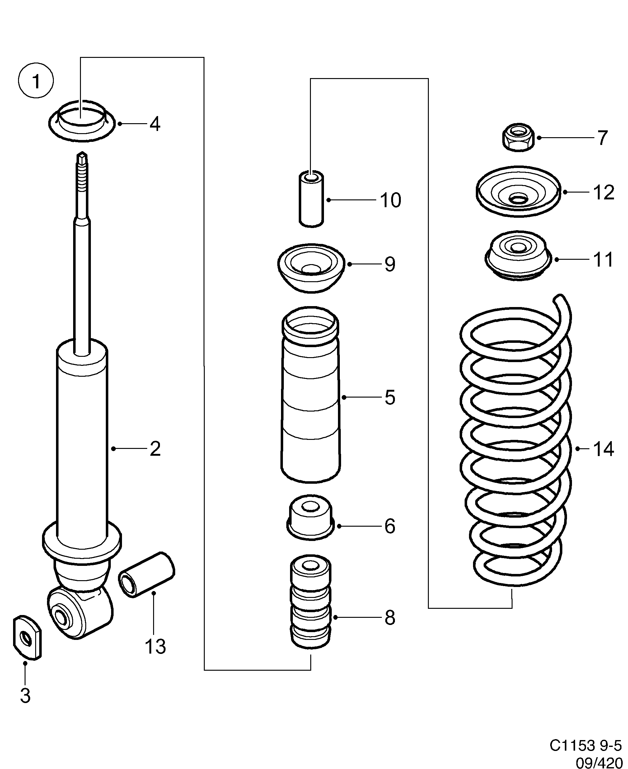 Saab 9-5 (9600) Level control diagram