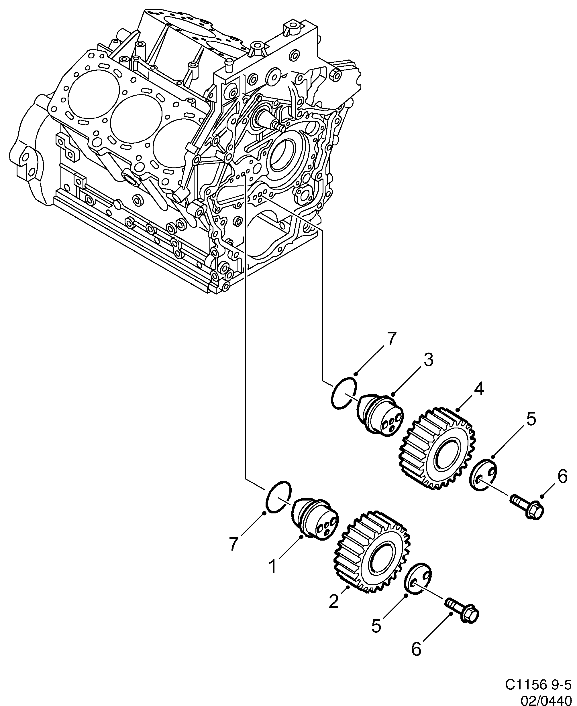 Saab 9-5 (9600) Transmission Balance shaft diagram