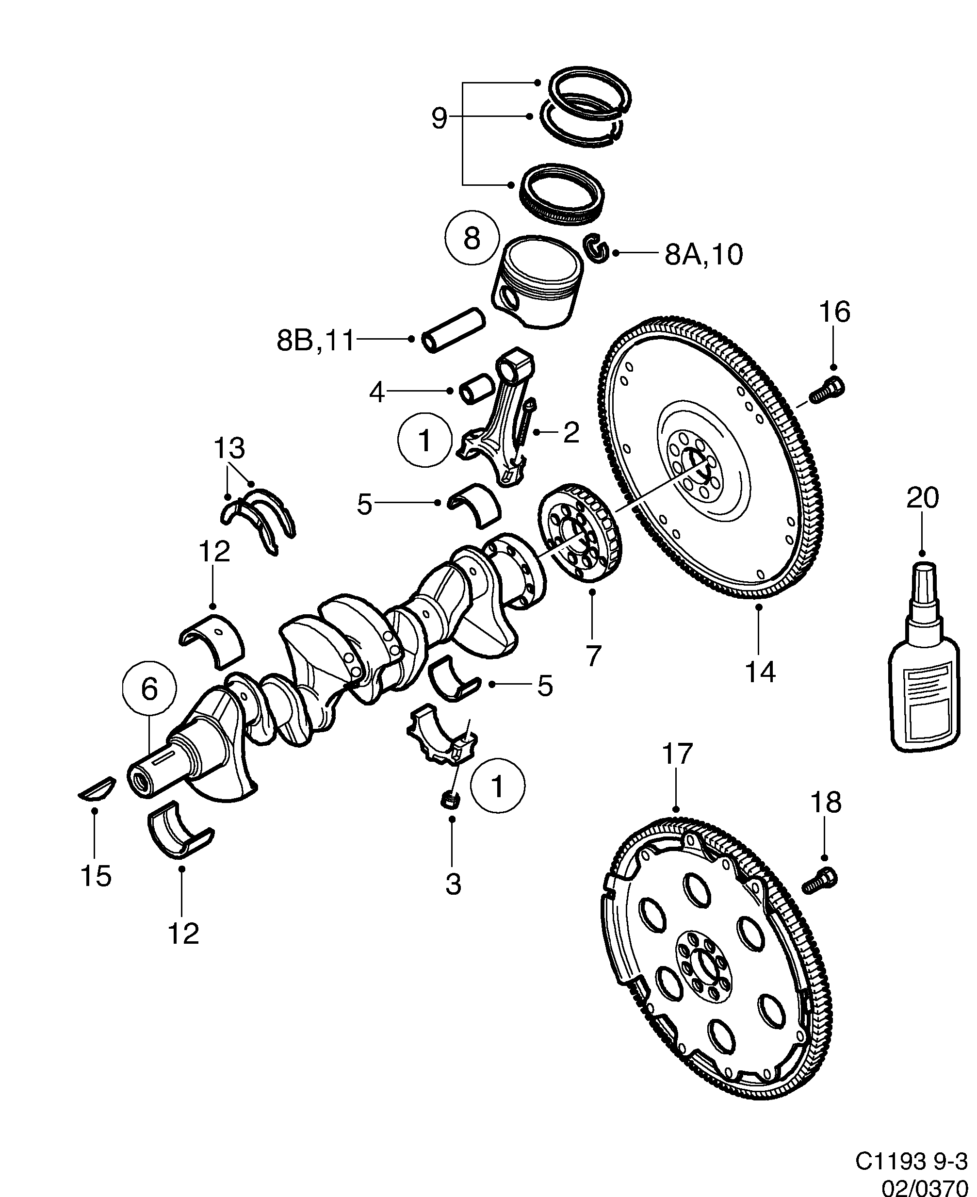 Saab 9-3 (9400) Crankshaft Piston diagram