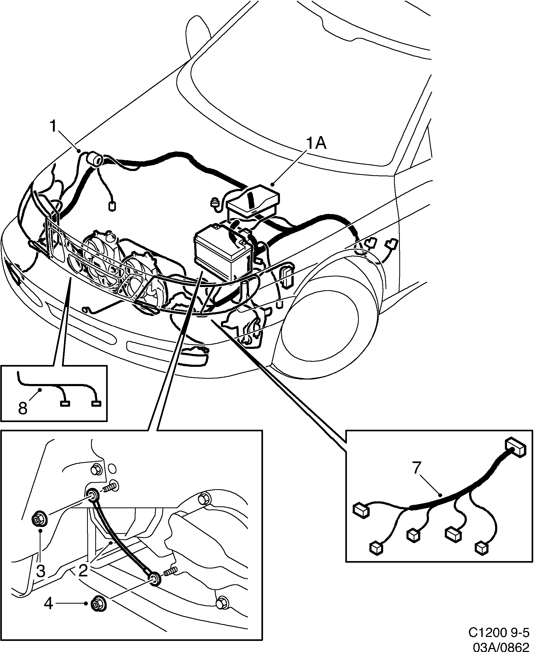 Saab 9-5 (9600) Front diagram