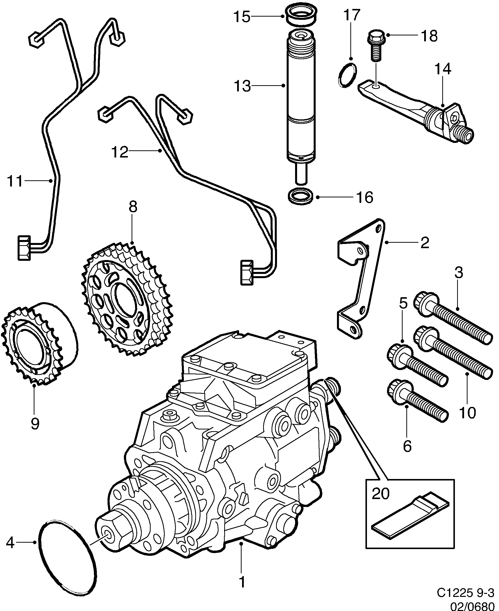 Saab 9-3 (9400) Injection pump Injection valve diagram