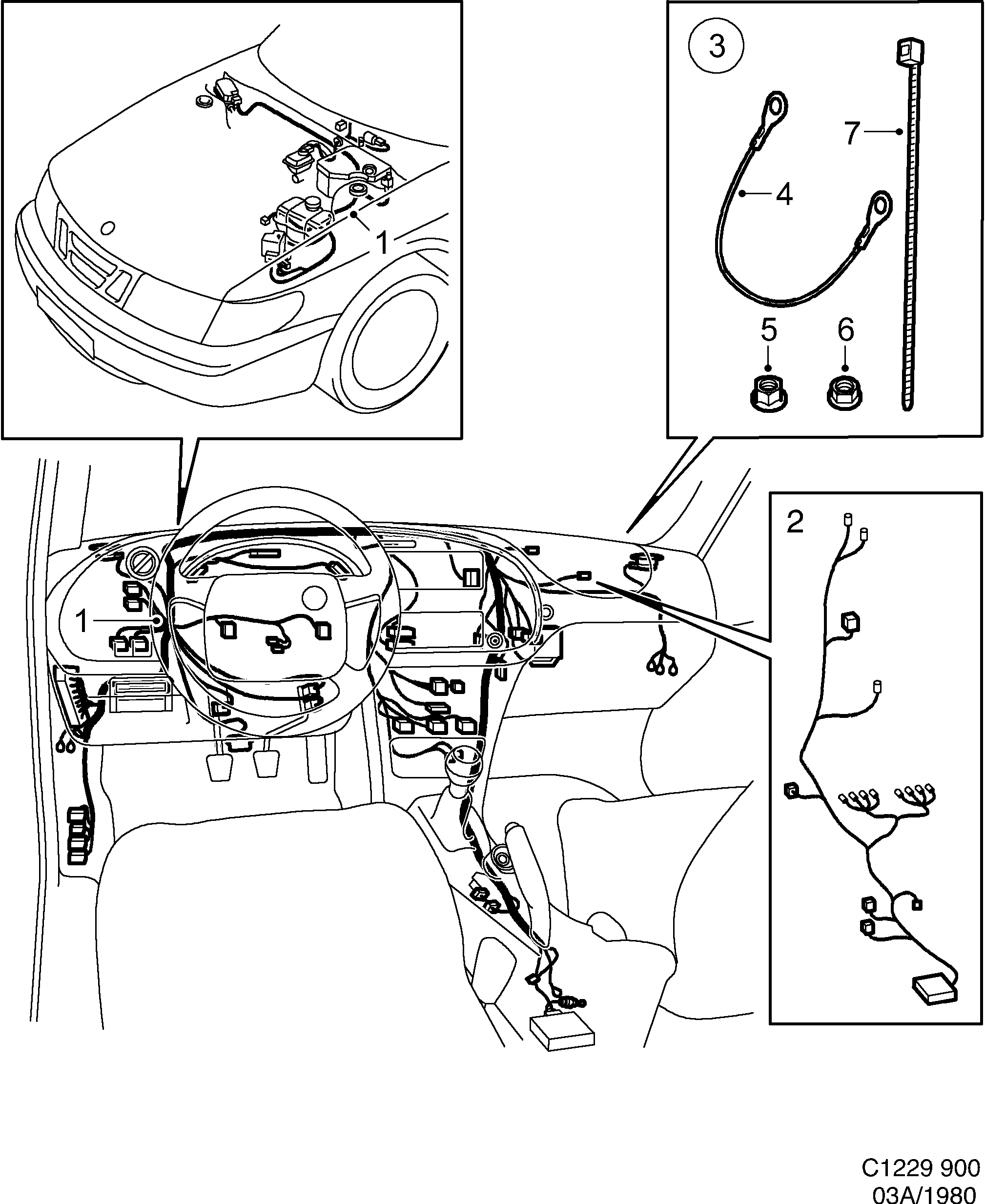 Saab 900 Instrument panel diagram