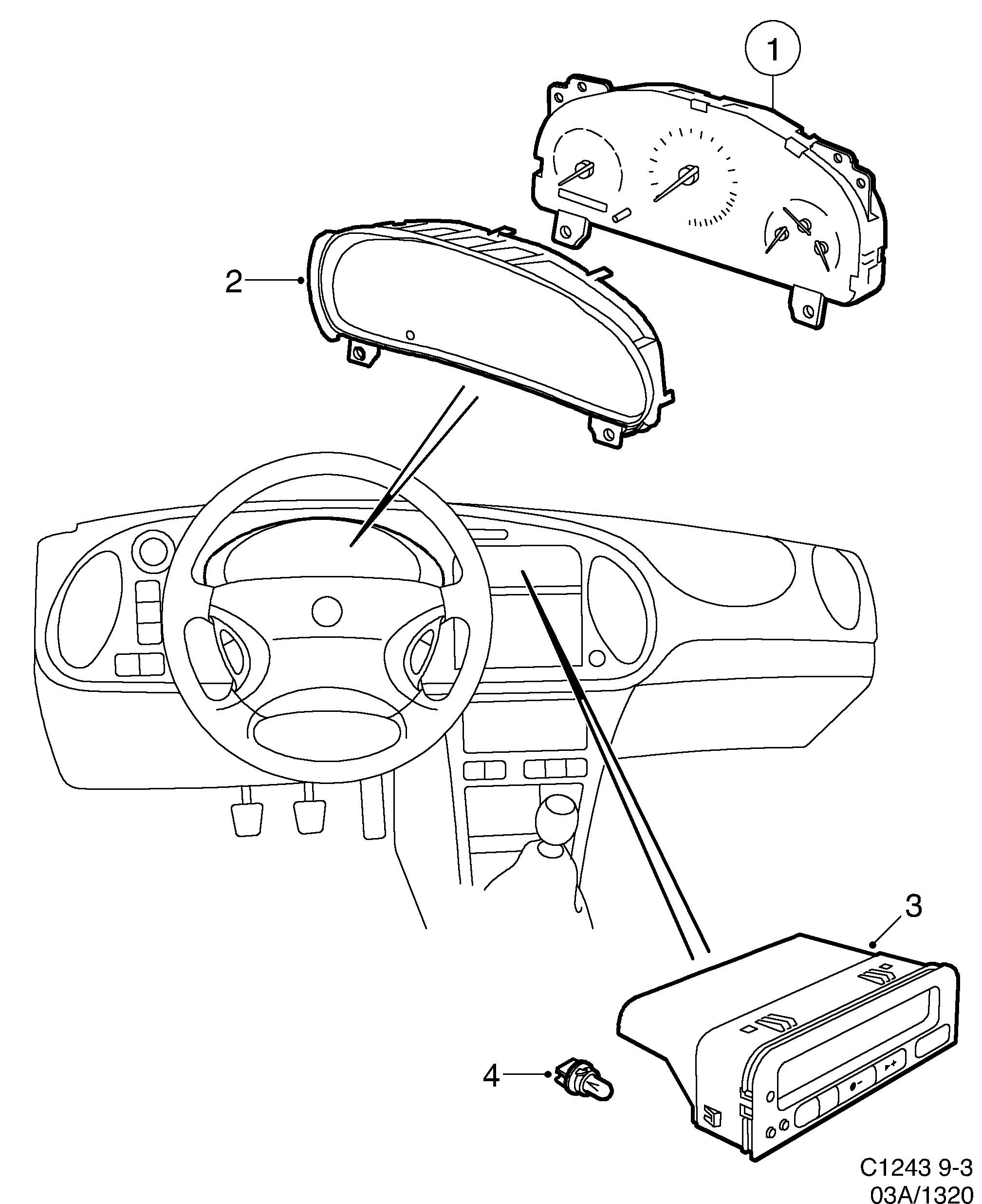 Saab 9-3 (9400) Instrument diagram