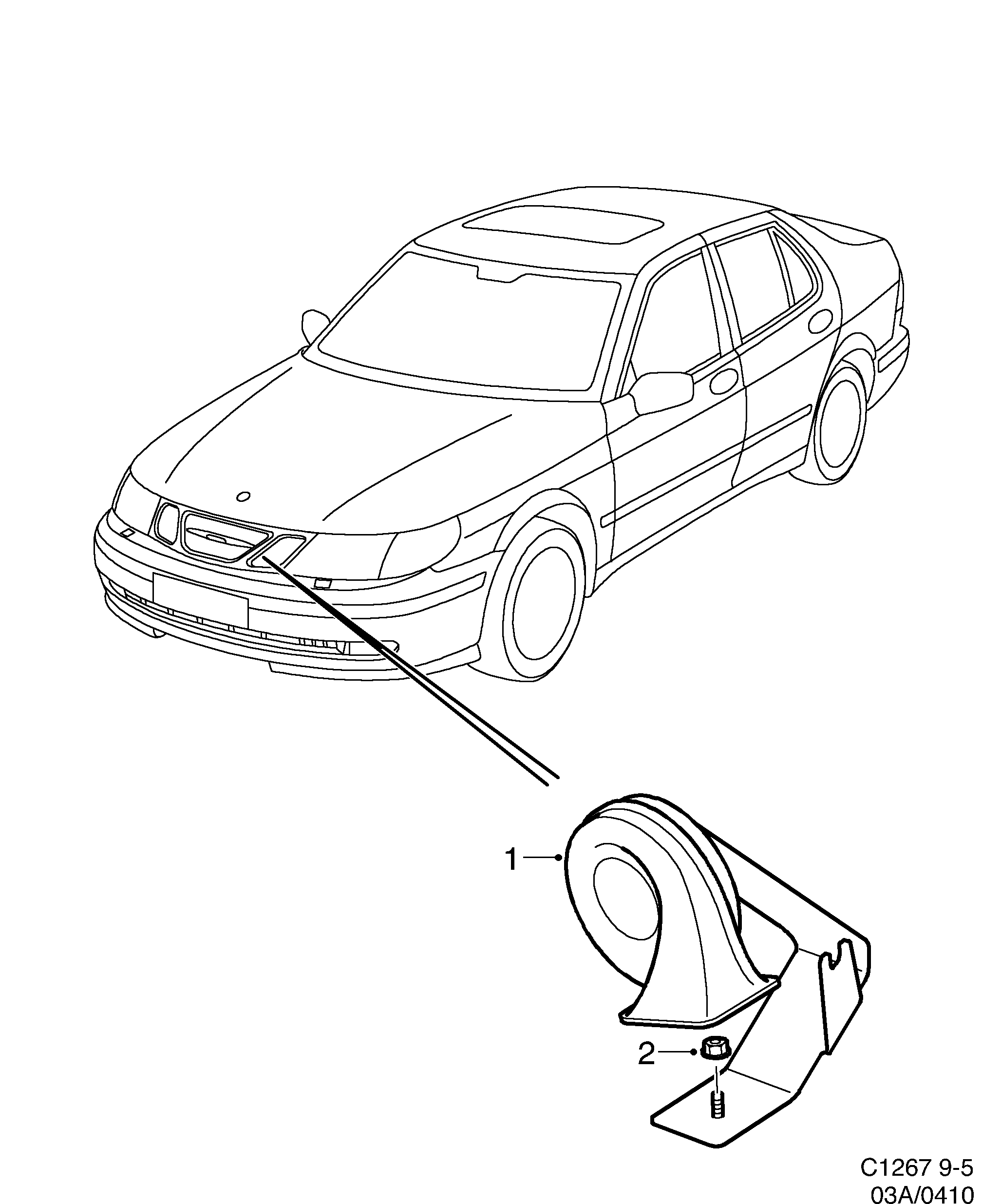 Saab 9-5 (9600) Horn diagram