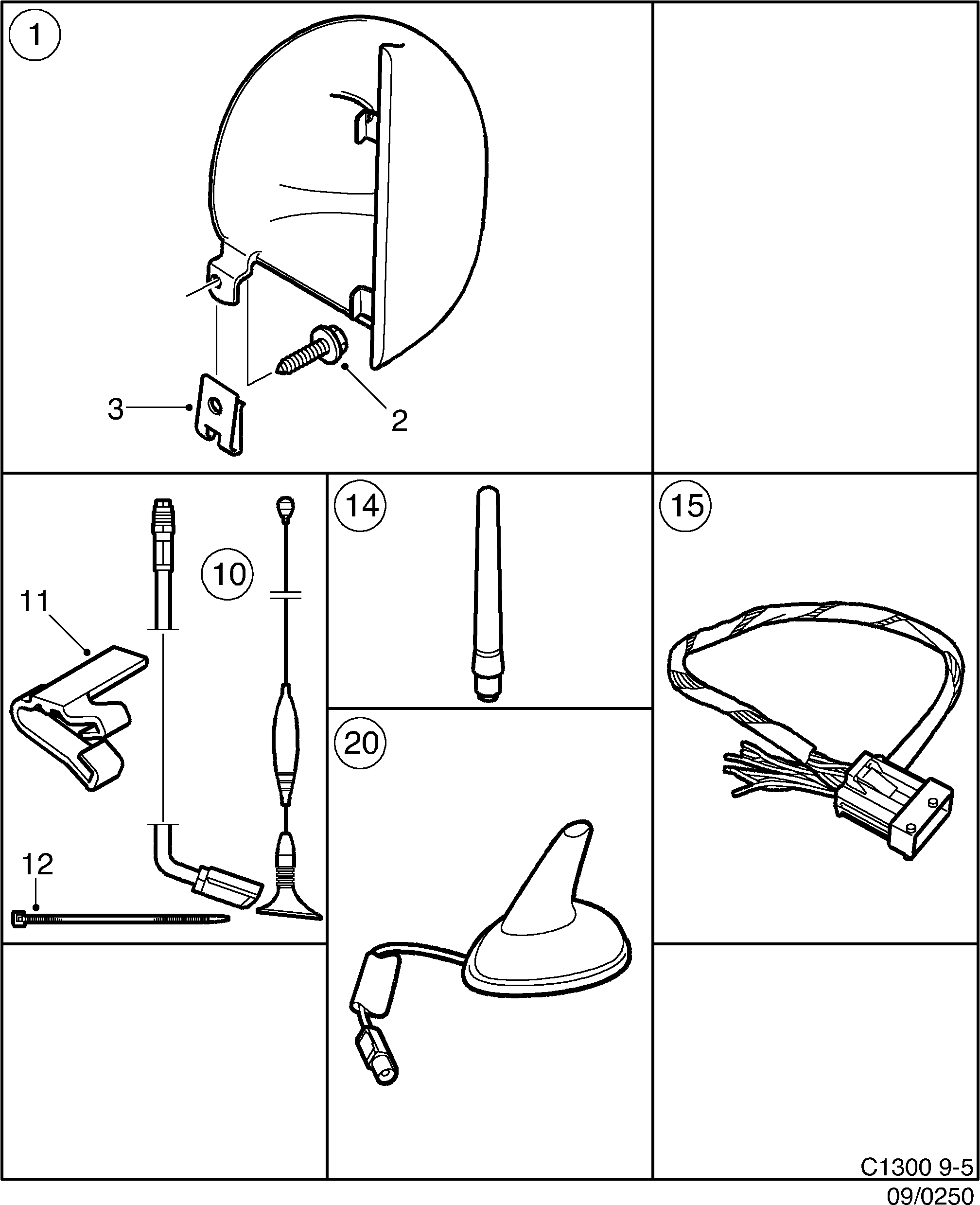 Saab 9-5 (9600) Mobile telephone diagram