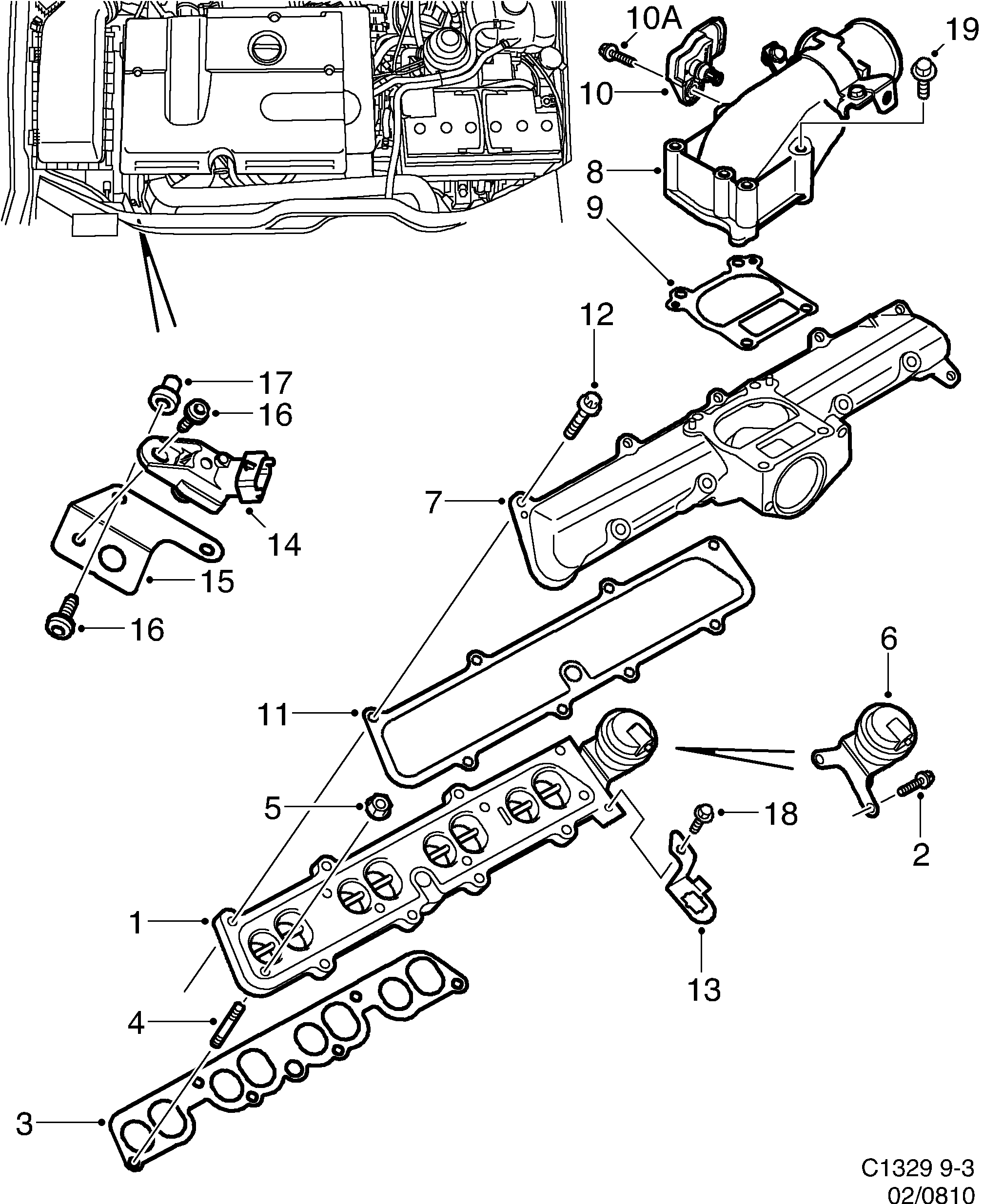 Saab 9-3 (9400) Inlet pipe diagram