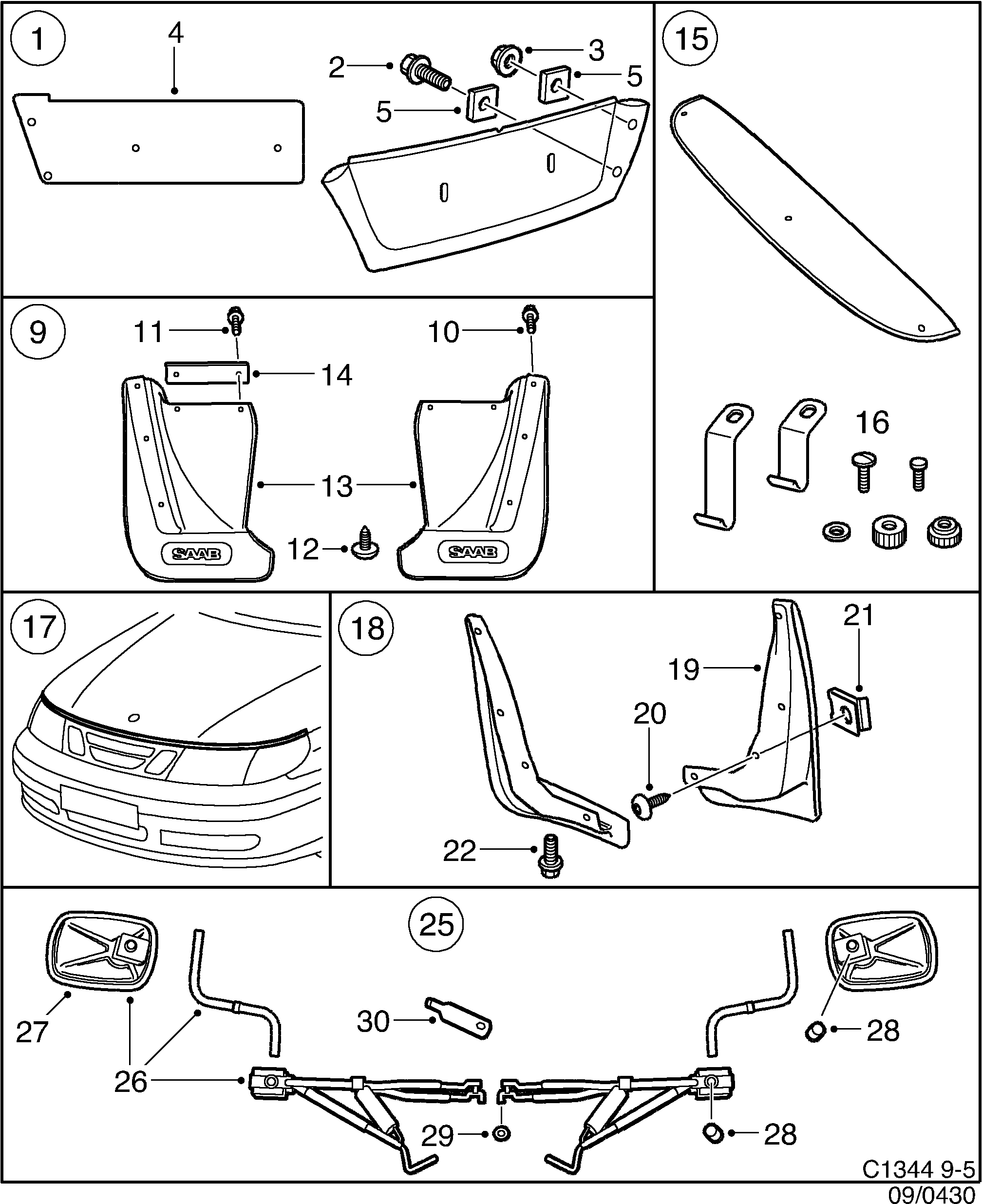 Saab 9-5 (9600) Exterior diagram