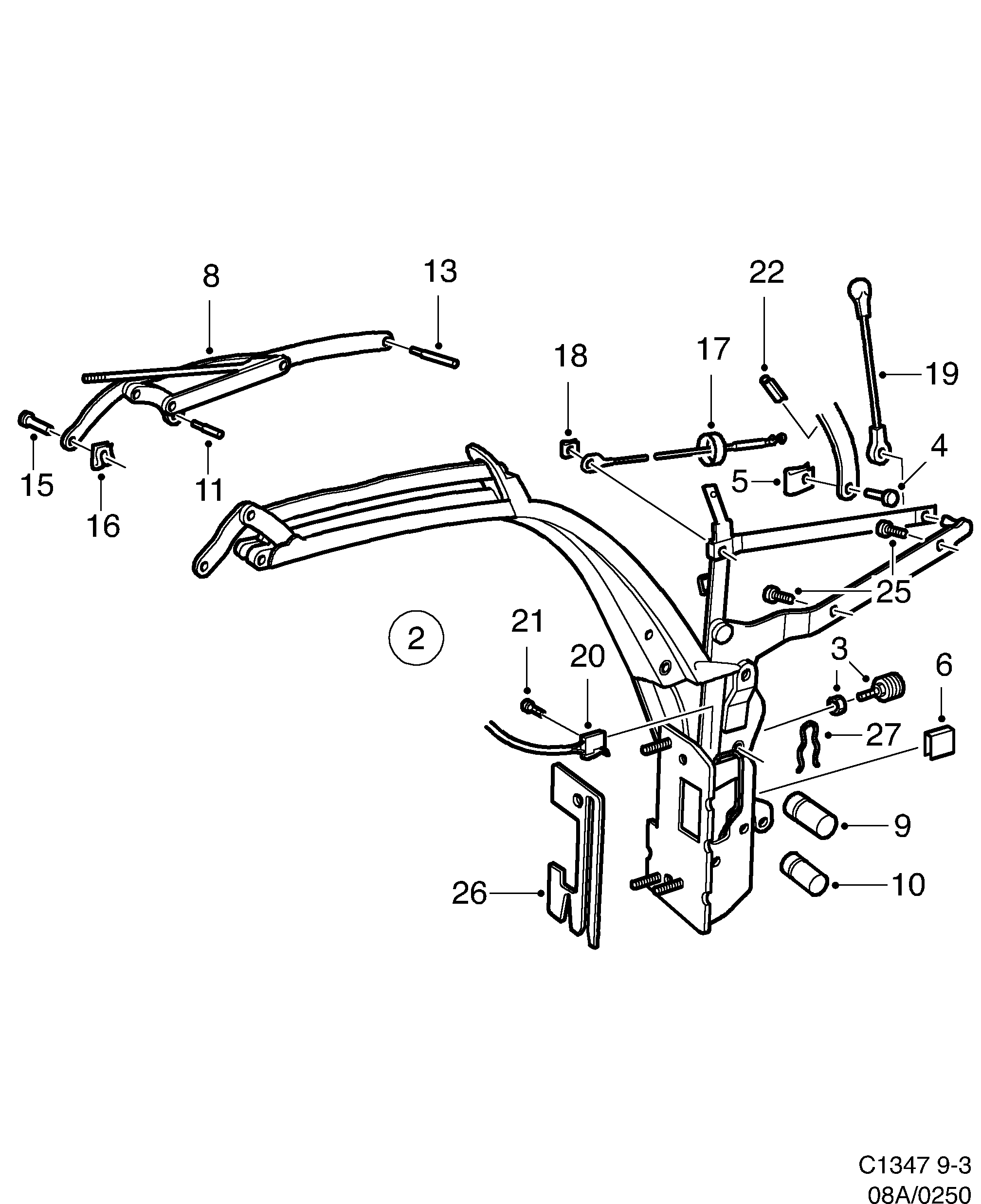 Saab 9-3 (9400) Side member Convertible diagram