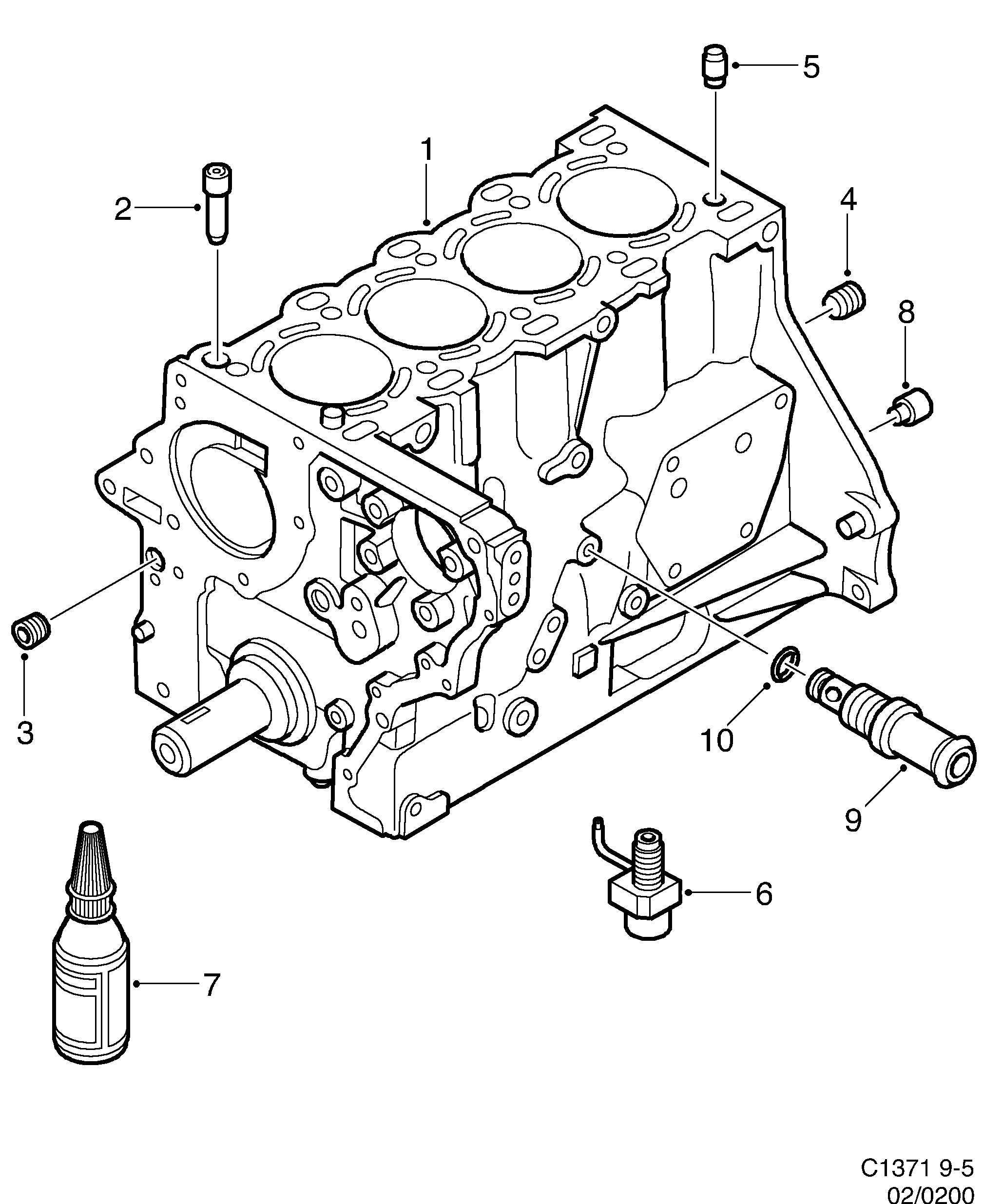 Saab 9-3 (9440) Cylinder block diagram