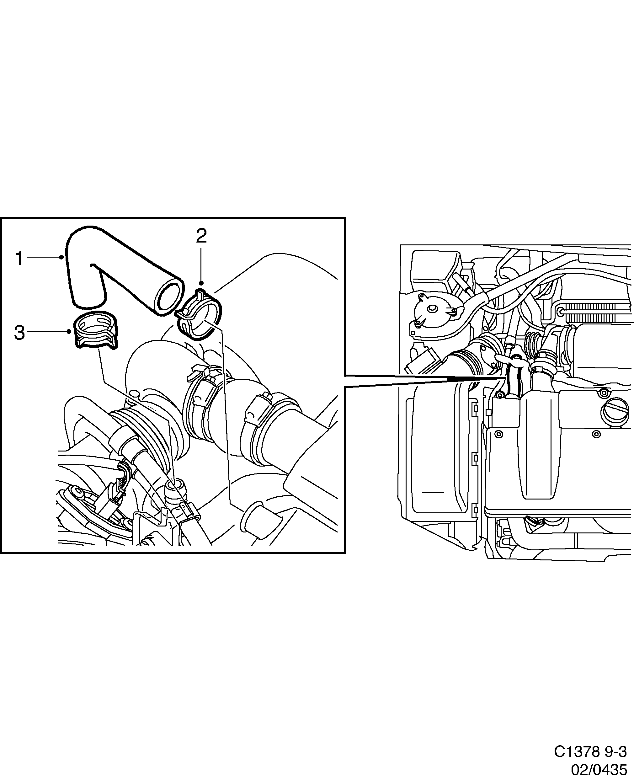 Saab 9-3 (9400) Crank case ventilation diagram