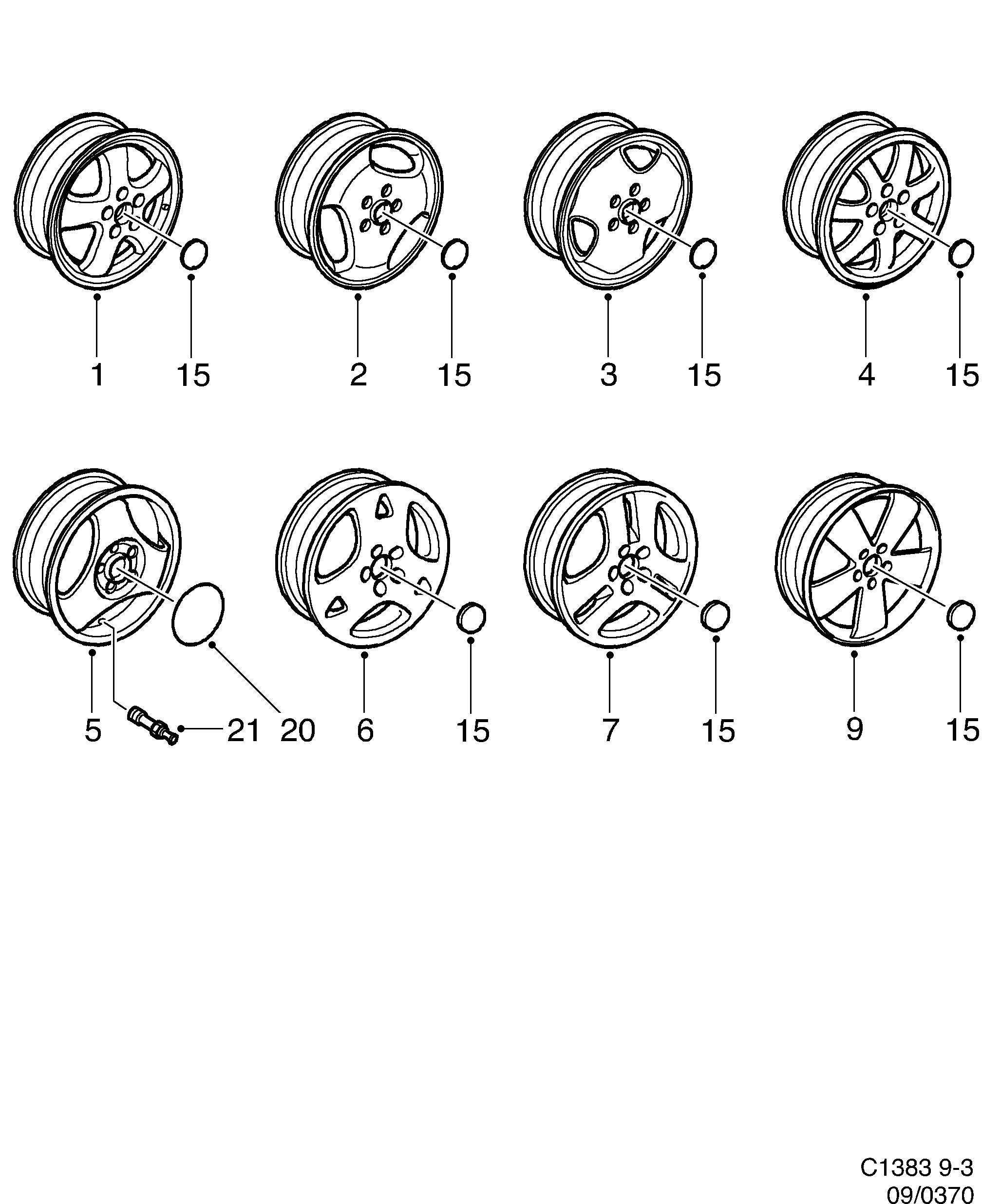 Saab 9-3 (9400) Wheel 16" diagram