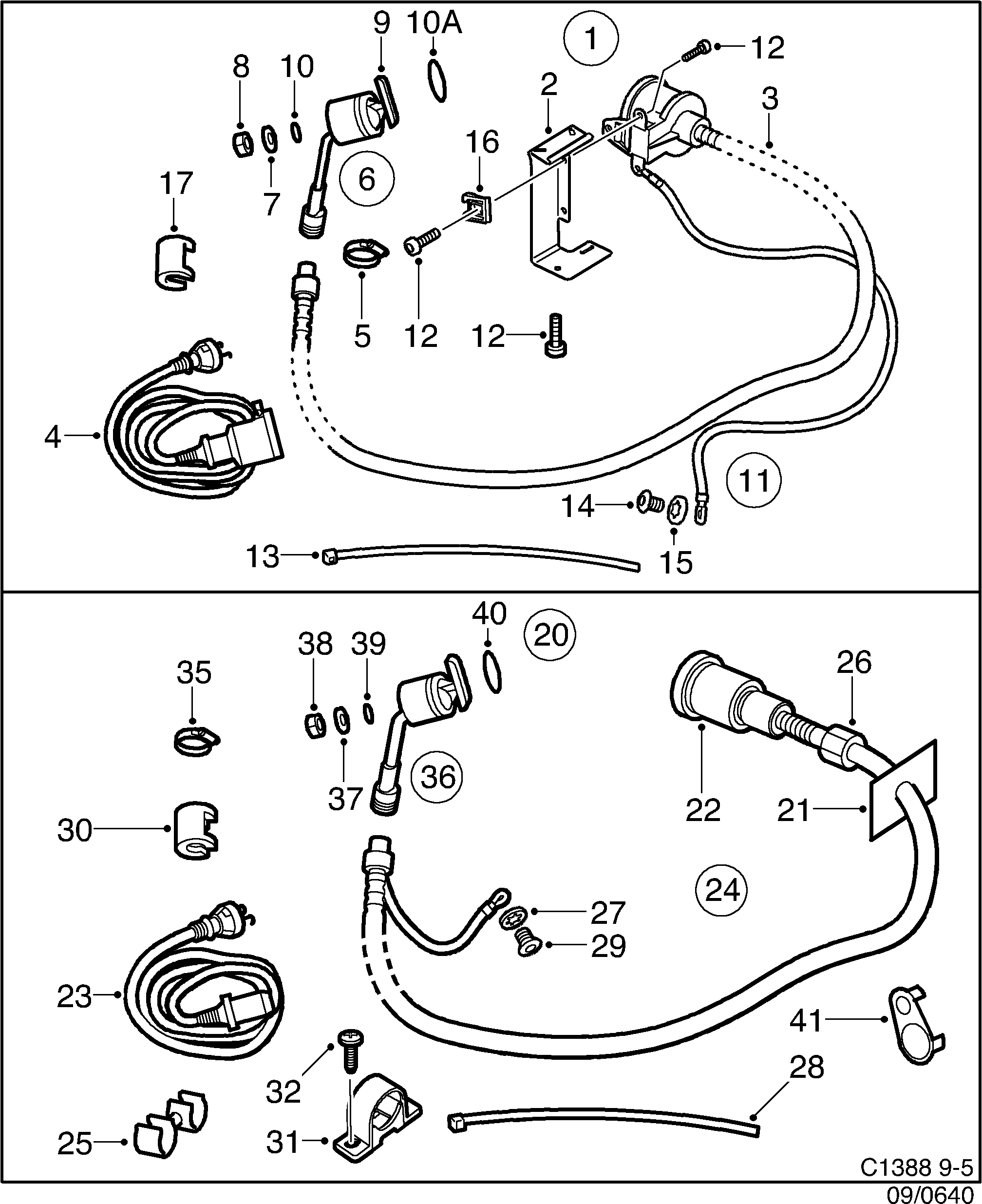 Saab 9-5 (9600) Climate control Engine heater diagram